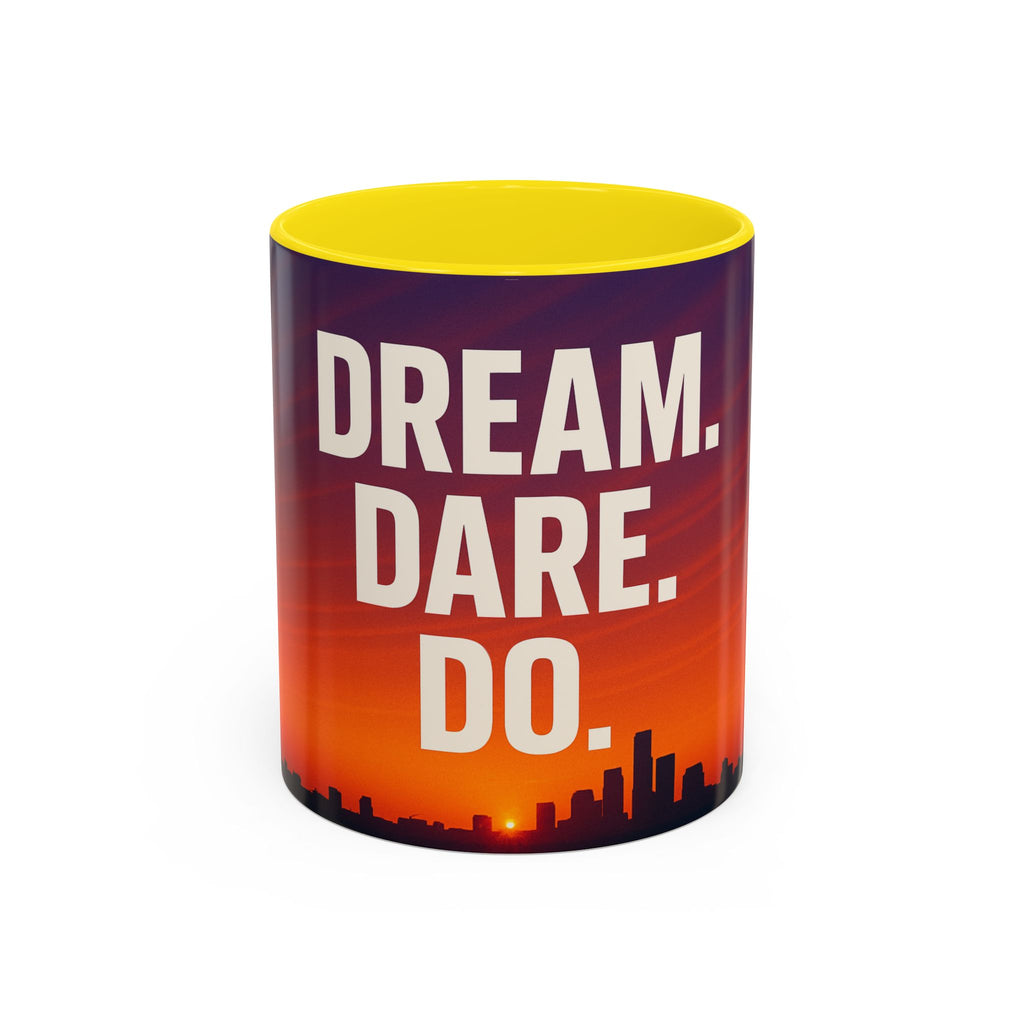 Inspiring Accent Coffee Mug - Dream, Dare, Do, Motivational Gift, Inspirational Drinkware, Sunset Design, Home Office Decor