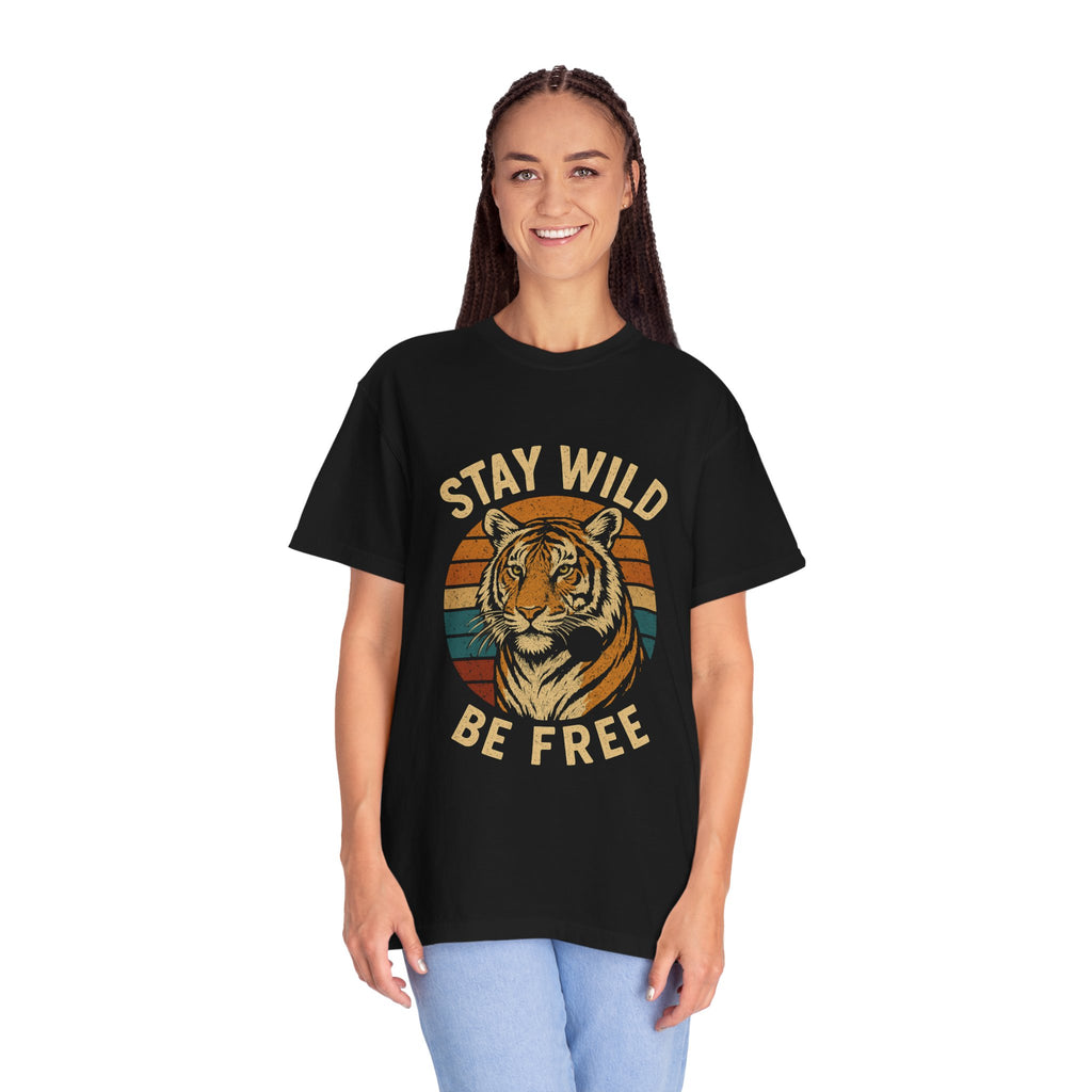 Stay Wild, Be Free Tiger T-Shirt, Unisex Graphic Tee, Nature Lover Gift, Casual Wear, Vintage Style, Eco-Friendly Fashion