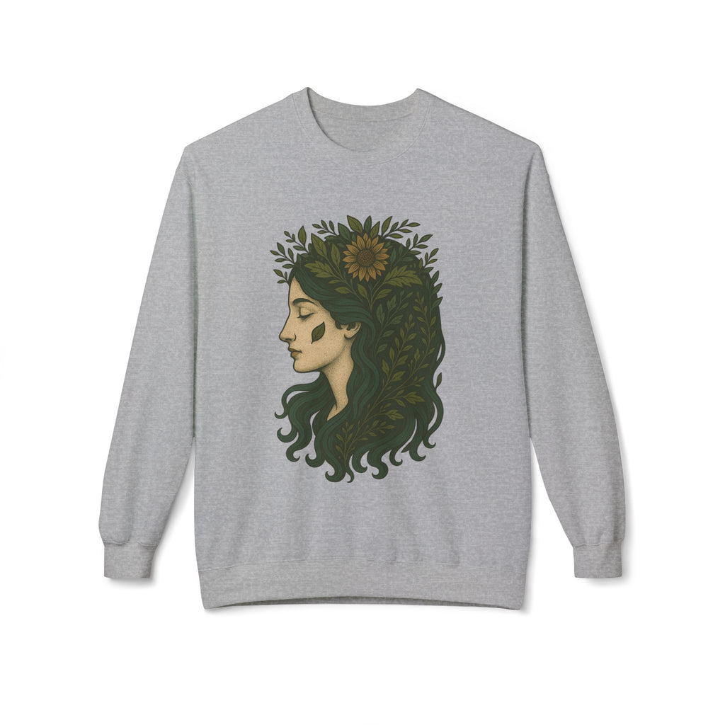 Bohemian Sunflower Fleece Crewneck Sweatshirt, Cozy Sweatshirt, Gift for Her, Artistic Crewneck, Fall Fashion, Nature Lover's Wear