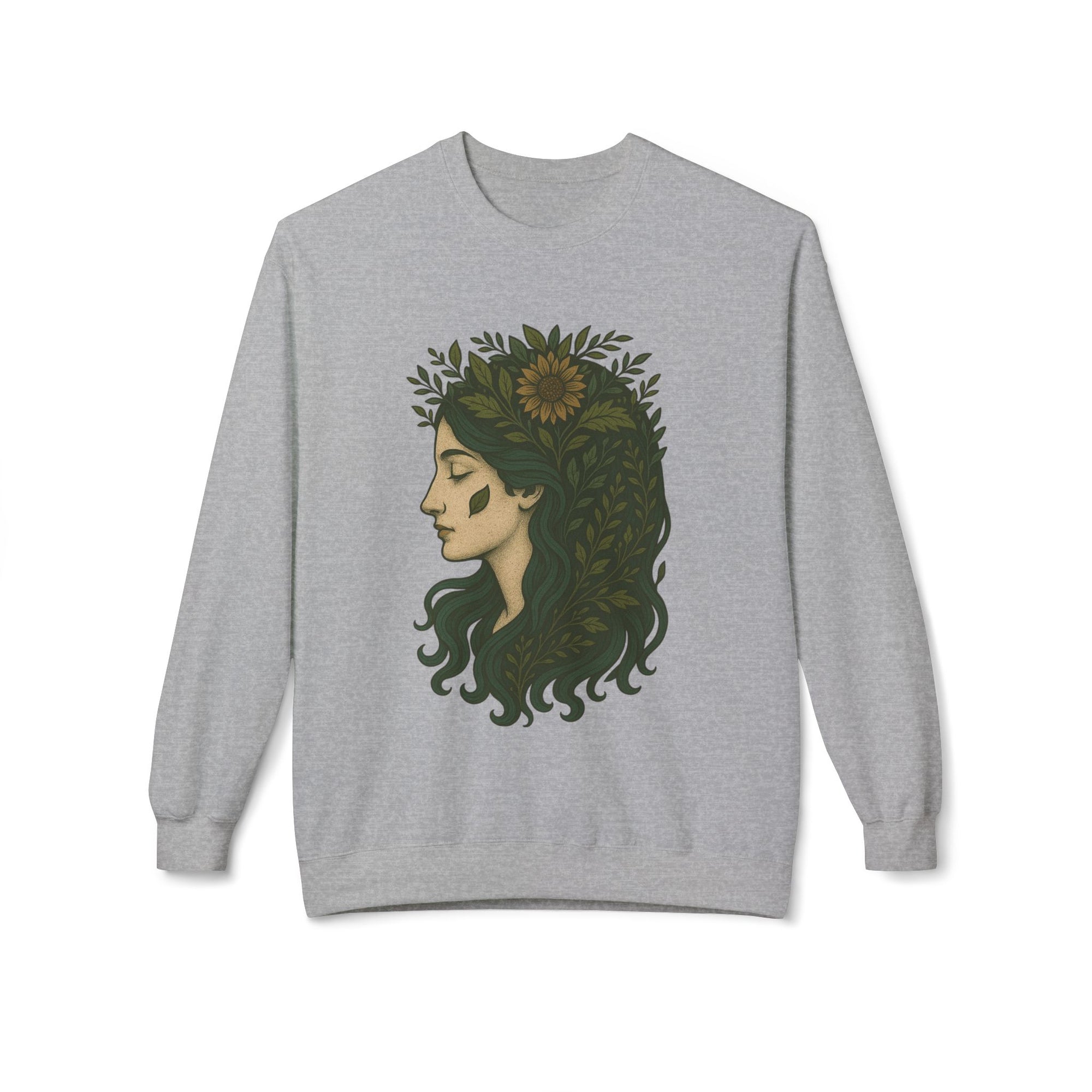 Bohemian Sunflower Fleece Crewneck Sweatshirt, Cozy Sweatshirt, Gift for Her, Artistic Crewneck, Fall Fashion, Nature Lover's Wear