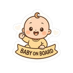 Baby On Board Kiss-Cut Stickers - Cute Baby Decor for Cars, Baby Showers, Nursery, Skateboards, or Fun Gifts