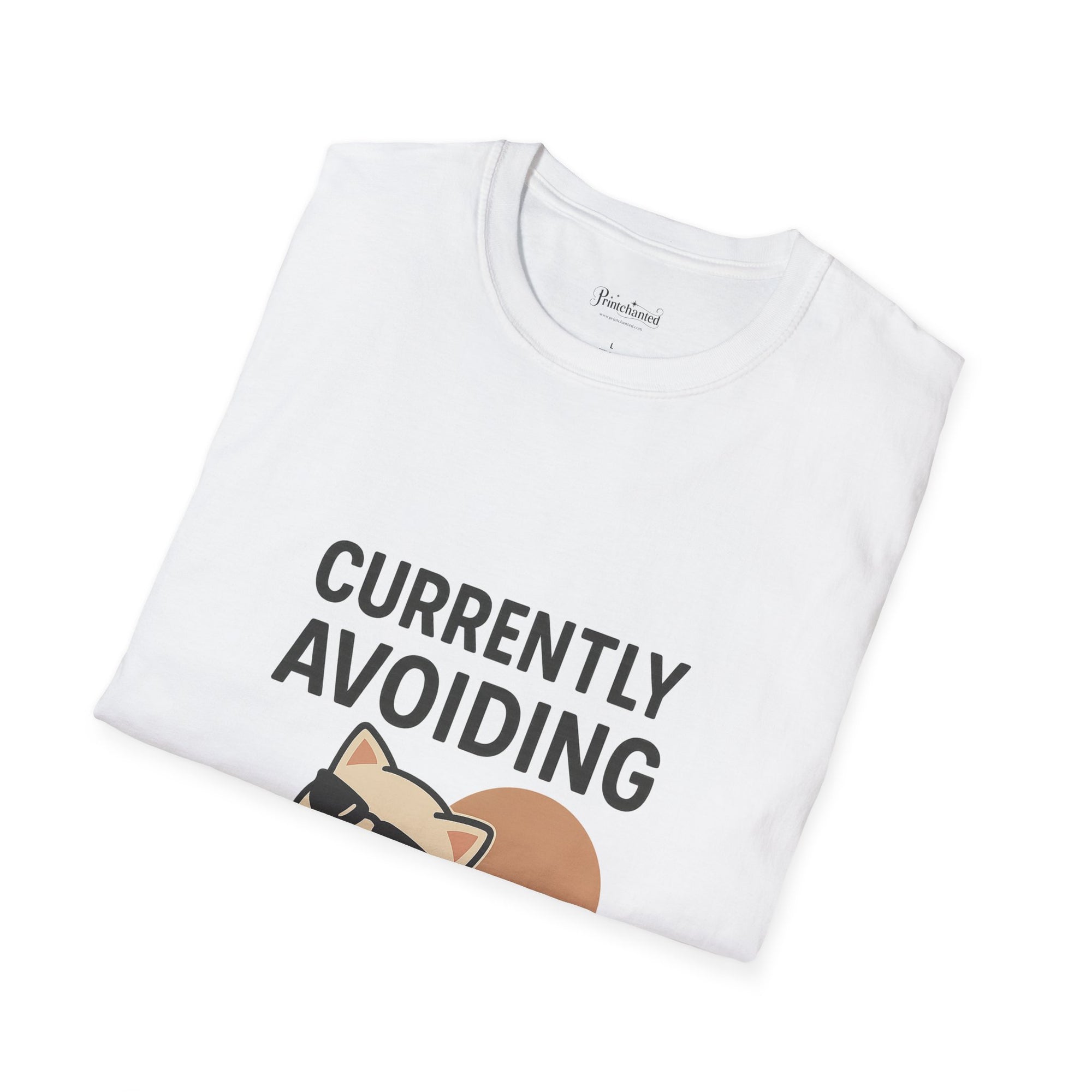 Currently Avoiding Responsibilities Funny Cat Graphic T-Shirt – Cute Lazy Kitty Tee for Pet Lovers, Humor Gift for Men and Women, Unisex Softstyle T-Shirt, Funny Tee, Gift for Cat Owners, Birthday Gift, Pet Humor Shirt