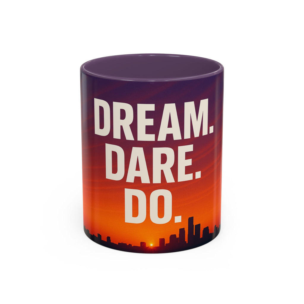 Inspiring Accent Coffee Mug - Dream, Dare, Do, Motivational Gift, Inspirational Drinkware, Sunset Design, Home Office Decor