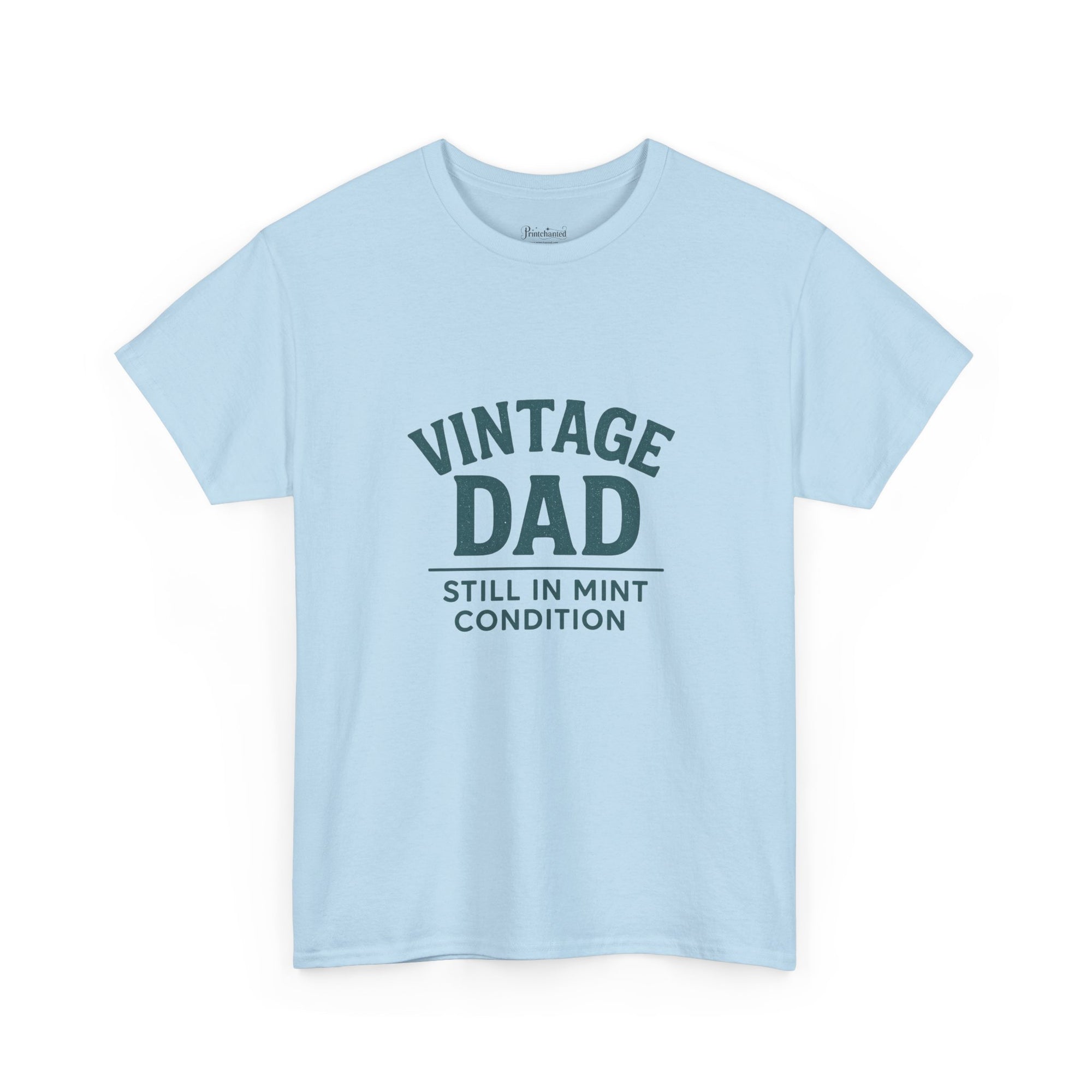 “Vintage Dad Still in Mint Condition – Funny Father’s Day Graphic Unisex Heavy Cotton T-Shirt, Retro Dad Gift Tee for Birthday, Father’s Day and other Holidays