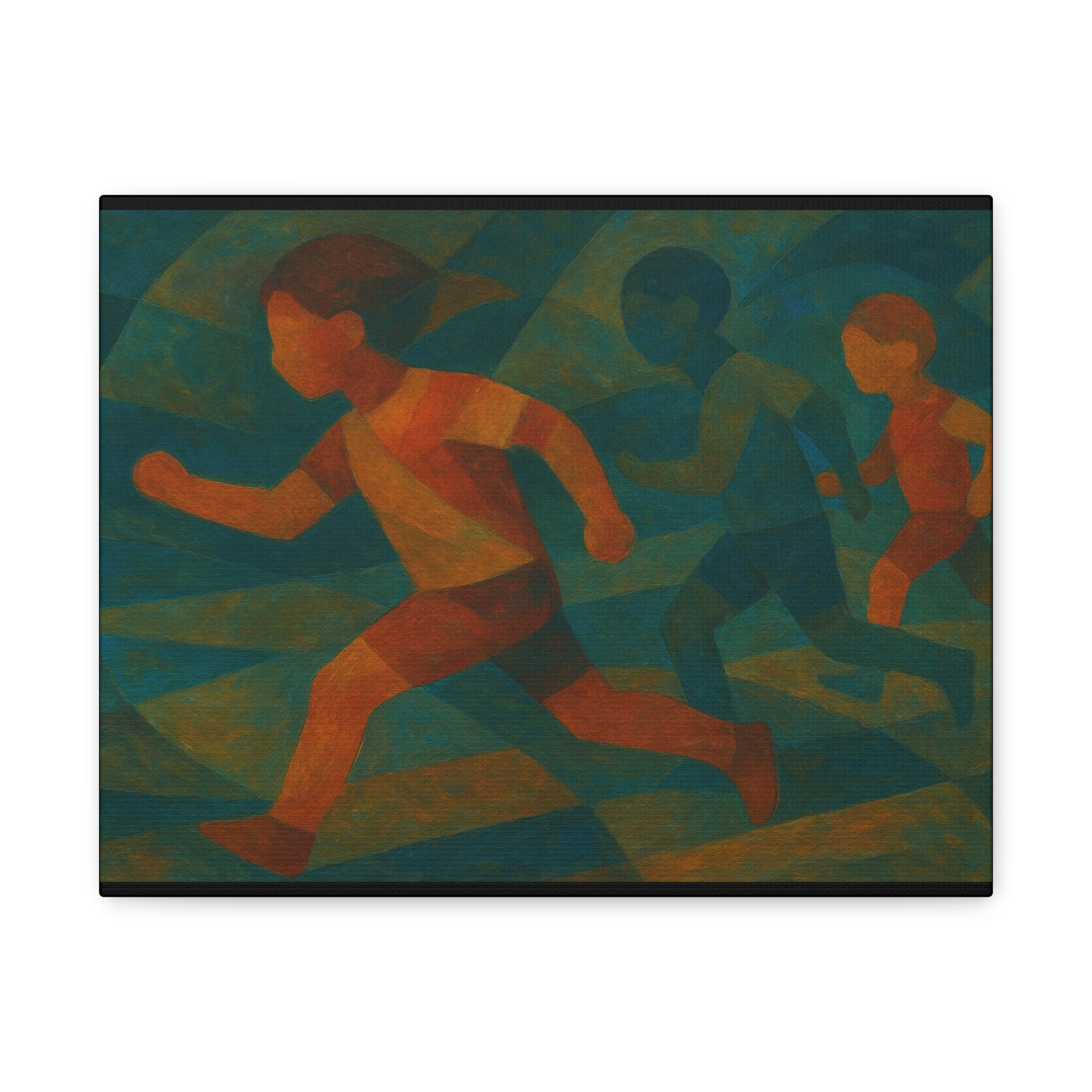 Dynamic Kids Running Canvas Art, Motivational Wall Decor, Playroom Decoration, Youthful Energy Artwork, Fun Gift for Kids' Room