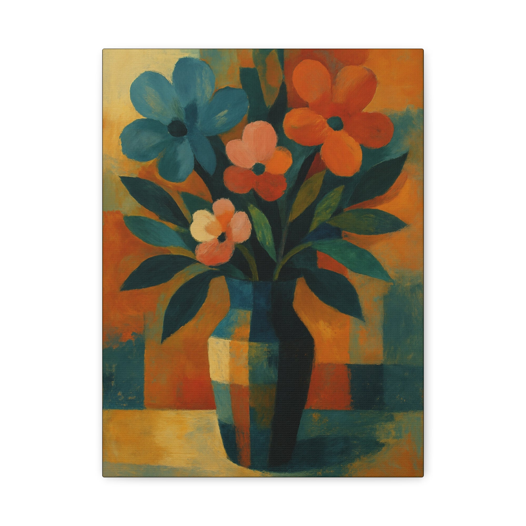 Colorful Floral Wall Art Canvas, Vibrant Home Decor, Flower Painting, Living Room Artwork, Gift for Art Lovers