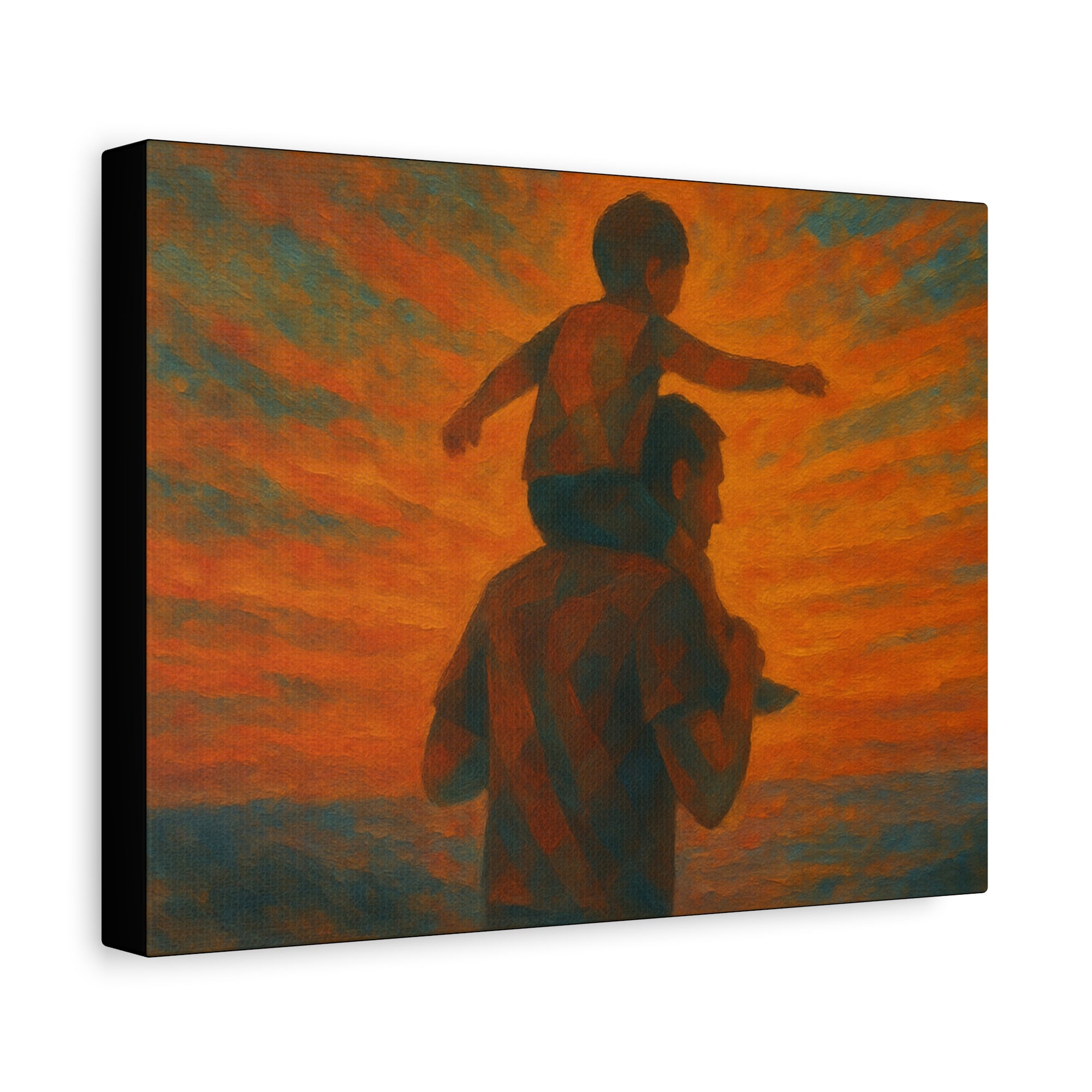 Father and Child Sunset Canvas Print, Heartwarming Wall Art, Family Bond Art, Father's Day Gift, Nursery Decor, Inspirational Home Decor