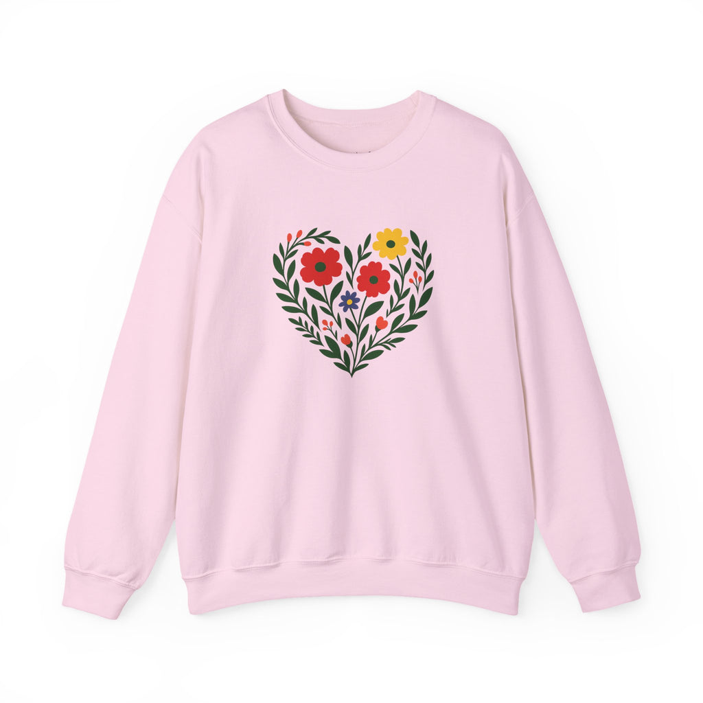 Floral Heart Sweatshirt, Cozy Crewneck, Gift for Her, Layering Essential, Casual Wear, Spring Fashion