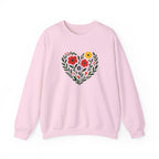 Floral Heart Sweatshirt, Cozy Crewneck, Gift for Her, Layering Essential, Casual Wear, Spring Fashion