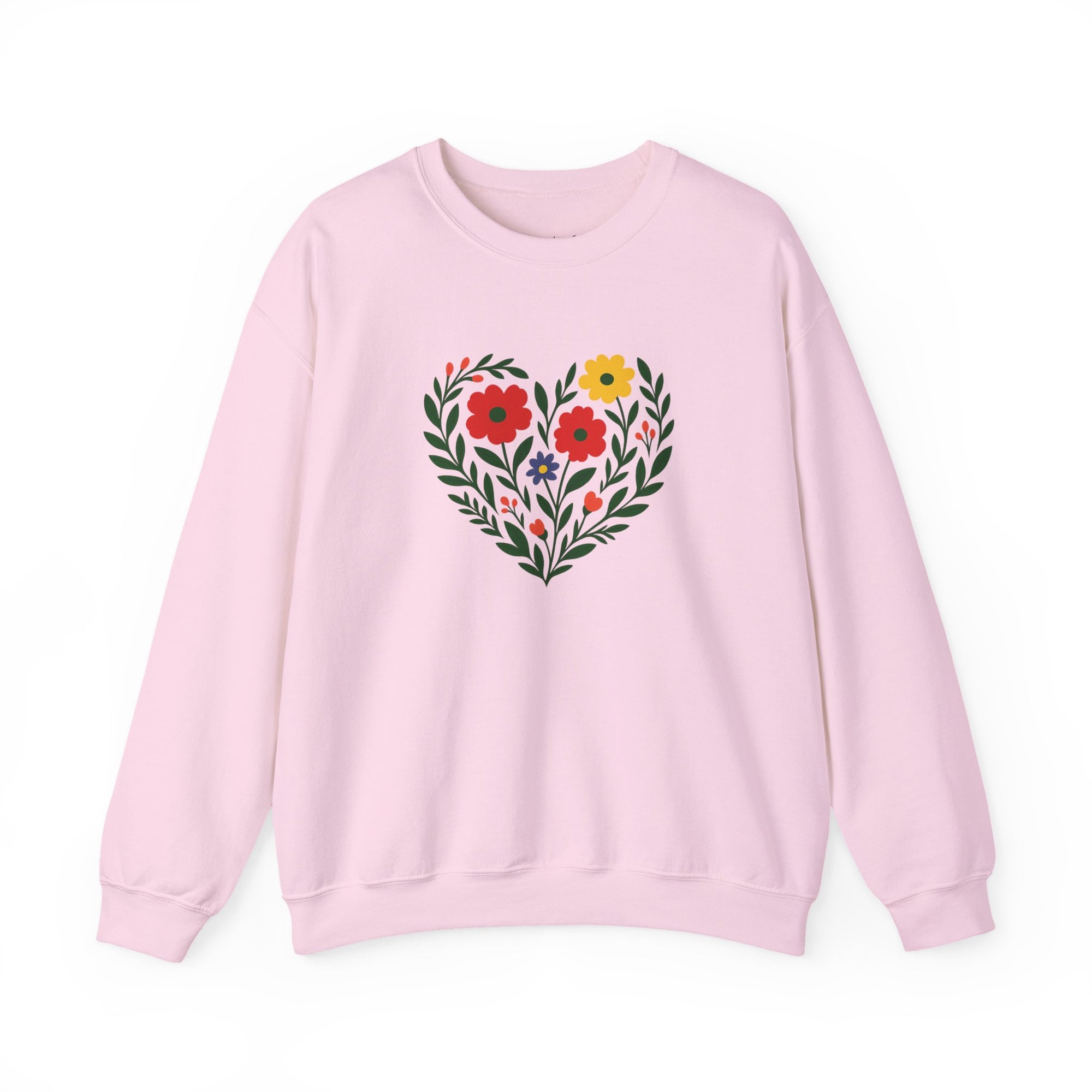Floral Heart Sweatshirt, Cozy Crewneck, Gift for Her, Layering Essential, Casual Wear, Spring Fashion