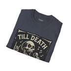 Rocking Skeleton T-Shirt with 'Till Death Do Us Rock!' Design, Halloween Shirt, Music Lover Gift, Unisex Graphic Tee, Fun Casual Wear