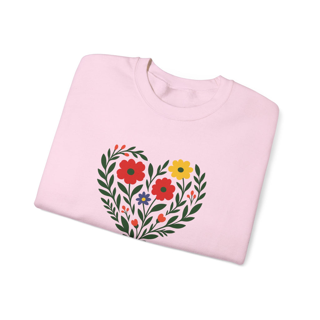 Floral Heart Sweatshirt, Cozy Crewneck, Gift for Her, Layering Essential, Casual Wear, Spring Fashion