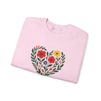 Floral Heart Sweatshirt, Cozy Crewneck, Gift for Her, Layering Essential, Casual Wear, Spring Fashion