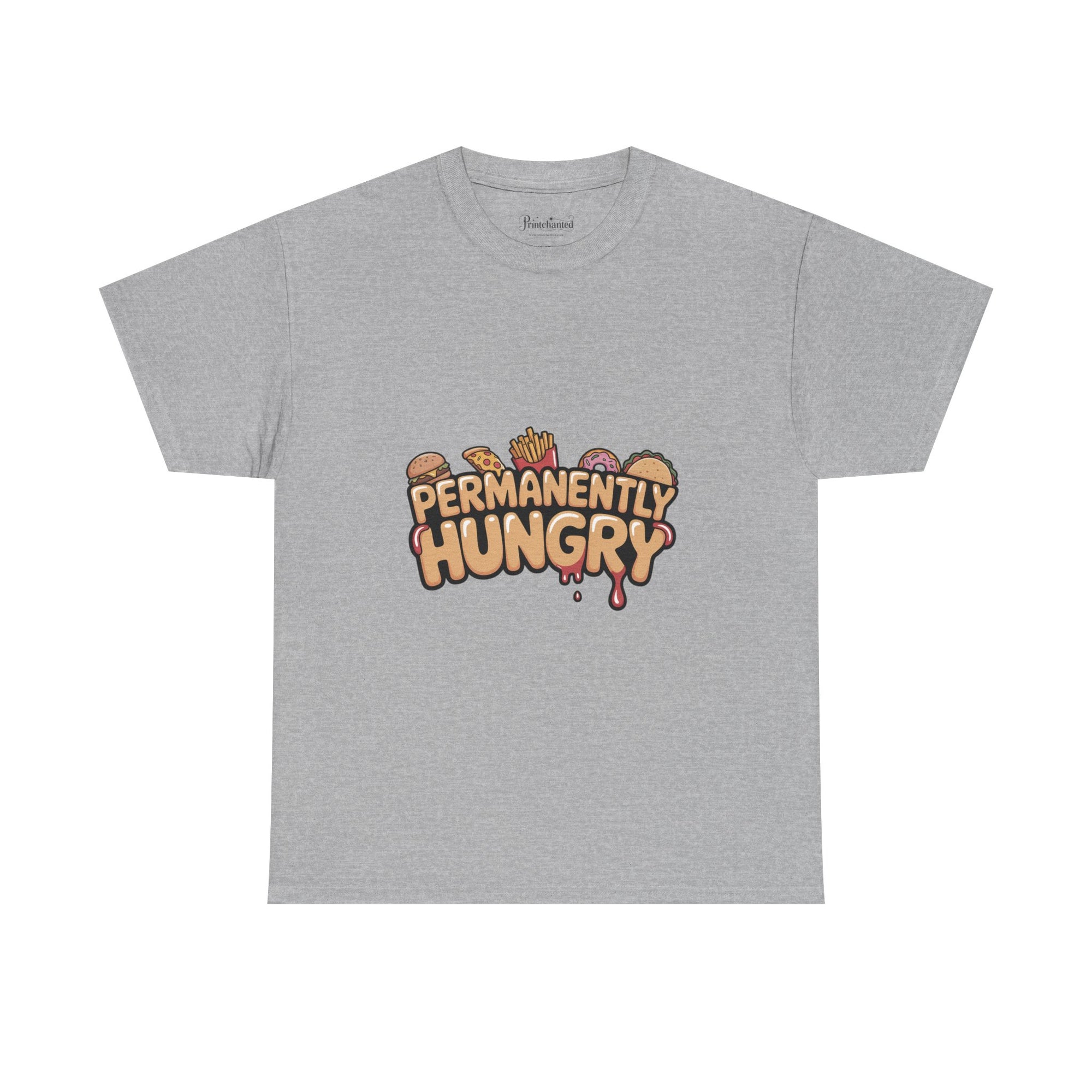 Permanently Hungry Tee, Funny Unisex Cotton T-Shirt, Gift for Food Lovers, Casual Wear, Quirky Humor Apparel