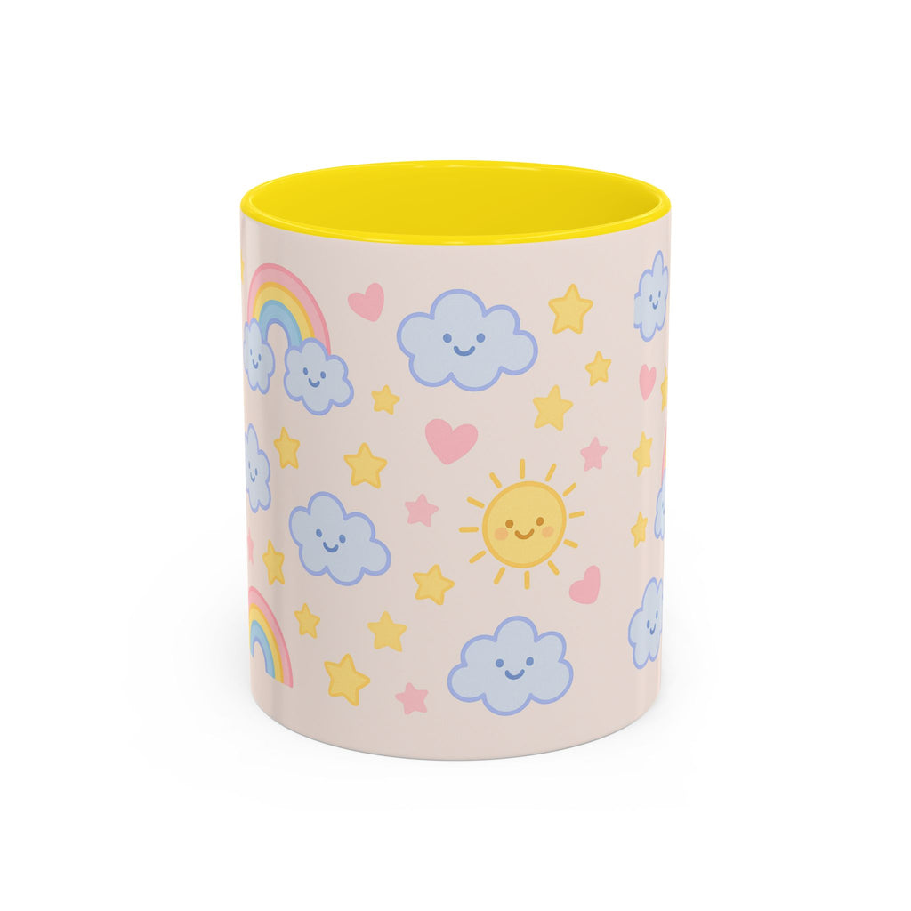 Whimsical Coffee Mug - Rainbow Sunshine Cloud Design, Cute Gift for Kids, Cheerful Home Decor, Perfect for Birthdays, Coffee Lover