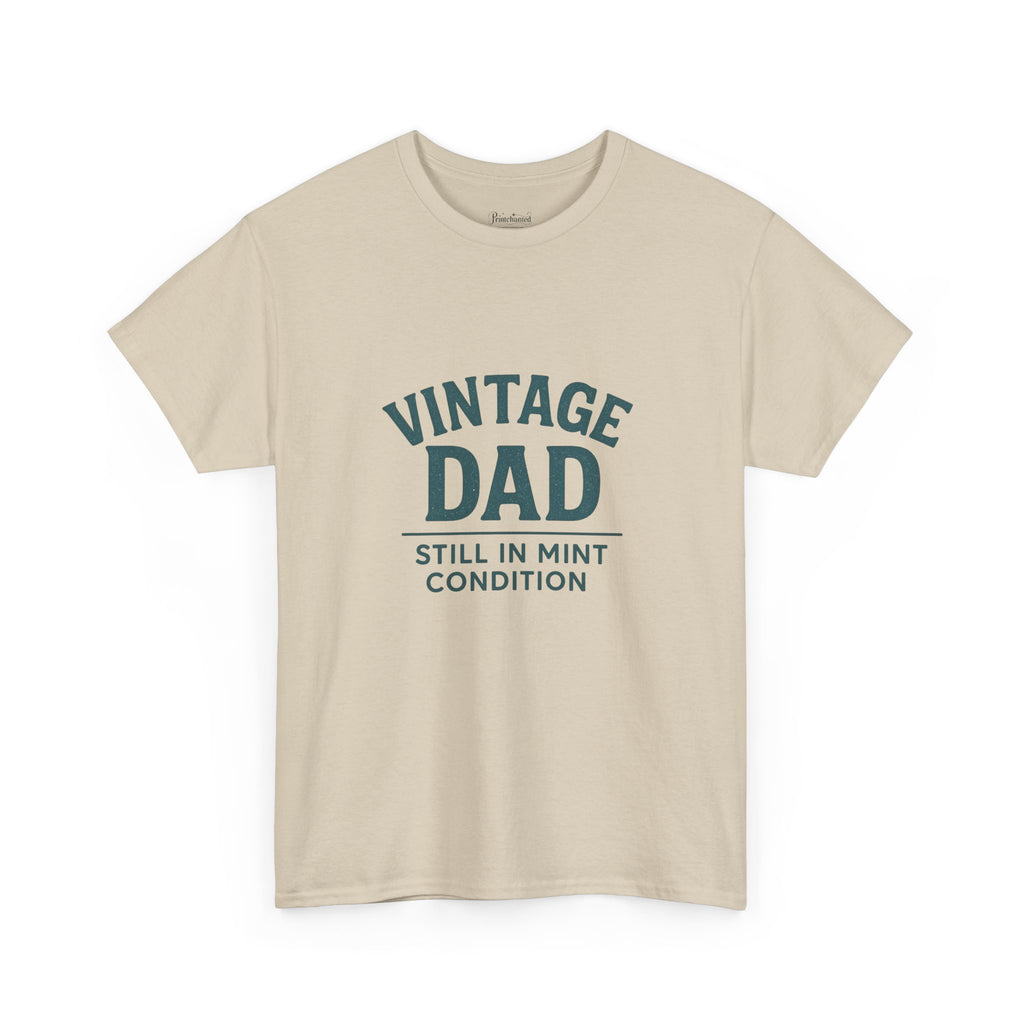 “Vintage Dad Still in Mint Condition – Funny Father’s Day Graphic Unisex Heavy Cotton T-Shirt, Retro Dad Gift Tee for Birthday, Father’s Day and other Holidays