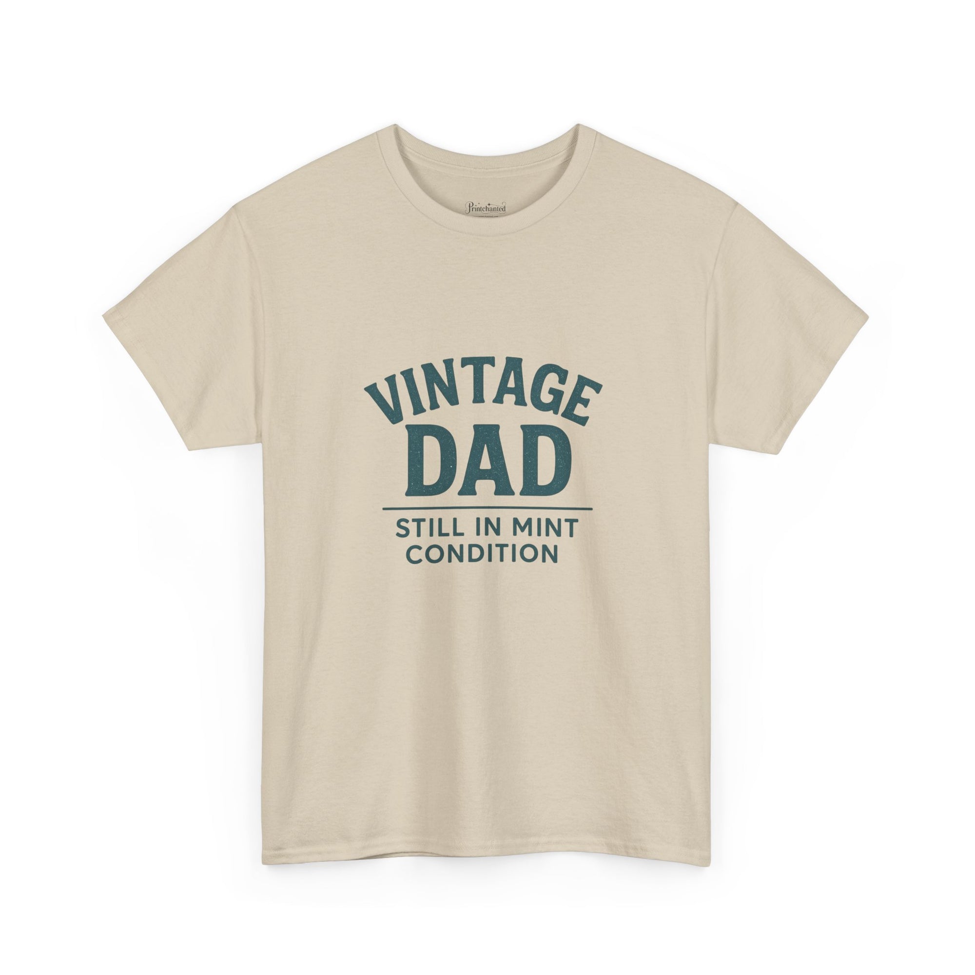 “Vintage Dad Still in Mint Condition – Funny Father’s Day Graphic Unisex Heavy Cotton T-Shirt, Retro Dad Gift Tee for Birthday, Father’s Day and other Holidays