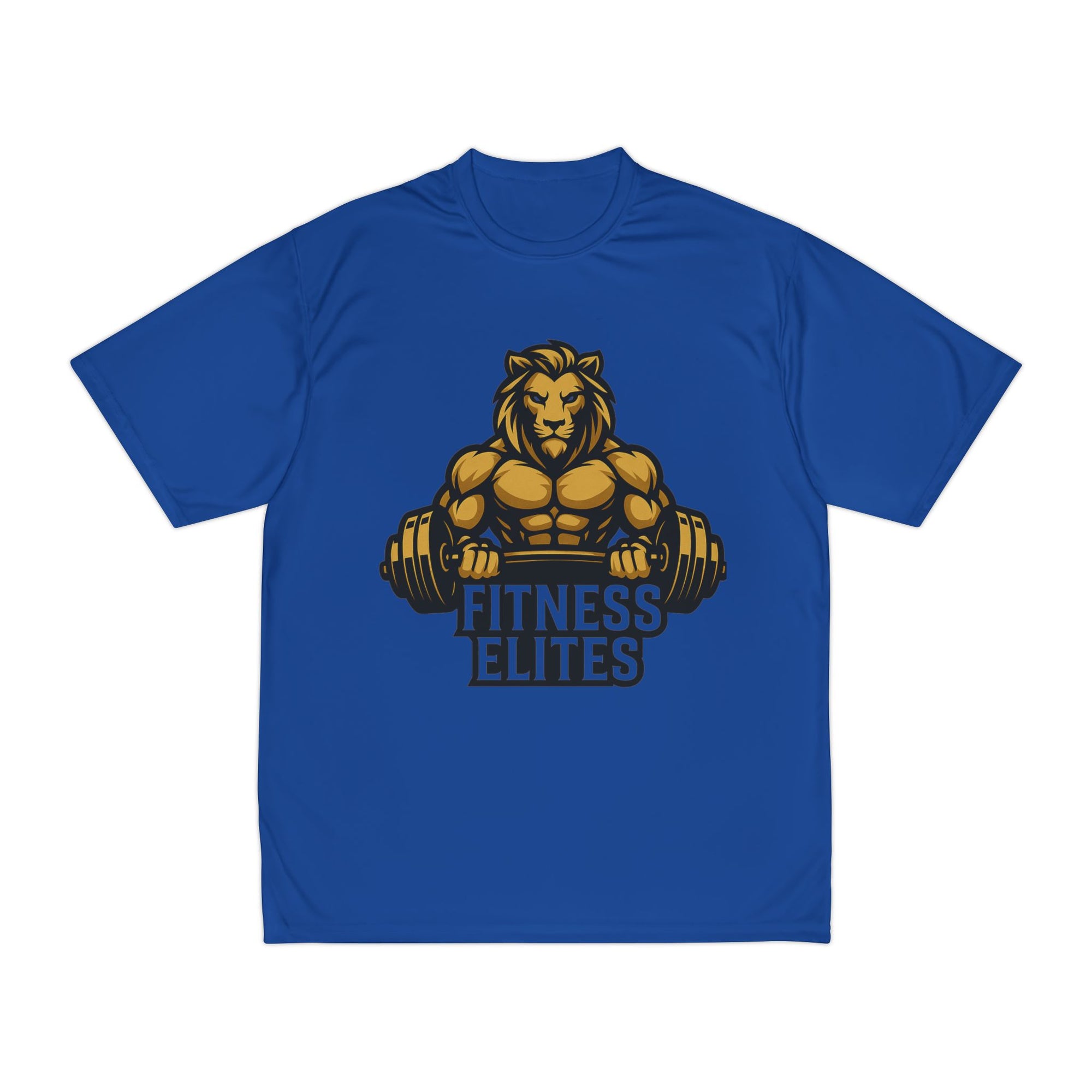 Fitness Elites Lion Weightlifting Graphic Performance T-Shirt – Gym Workout Dry-Fit Tee for Bodybuilders and Athletes