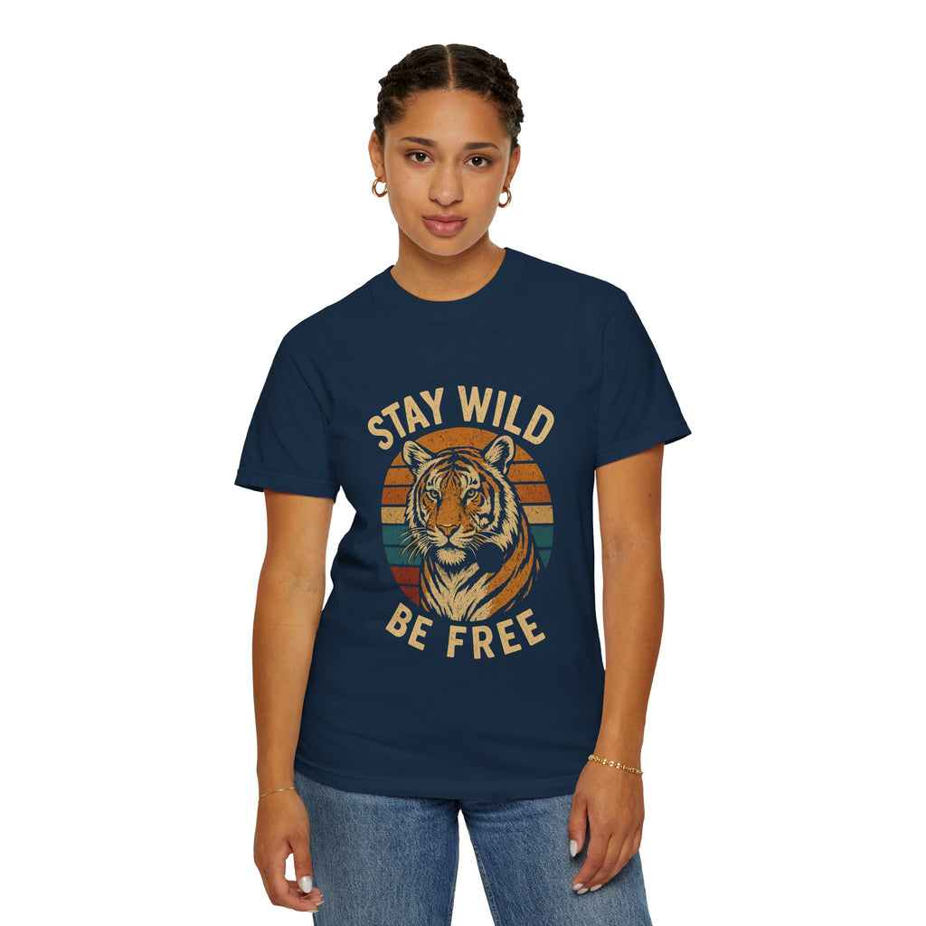 Stay Wild, Be Free Tiger T-Shirt, Unisex Graphic Tee, Nature Lover Gift, Casual Wear, Vintage Style, Eco-Friendly Fashion
