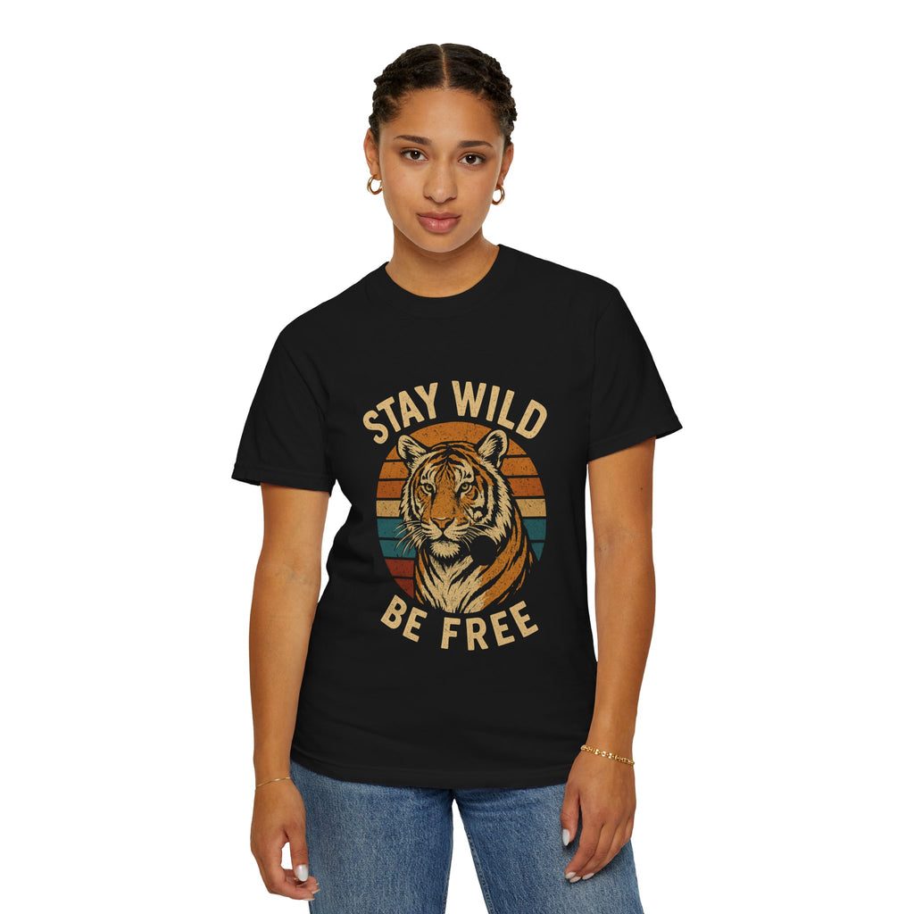 Stay Wild, Be Free Tiger T-Shirt, Unisex Graphic Tee, Nature Lover Gift, Casual Wear, Vintage Style, Eco-Friendly Fashion