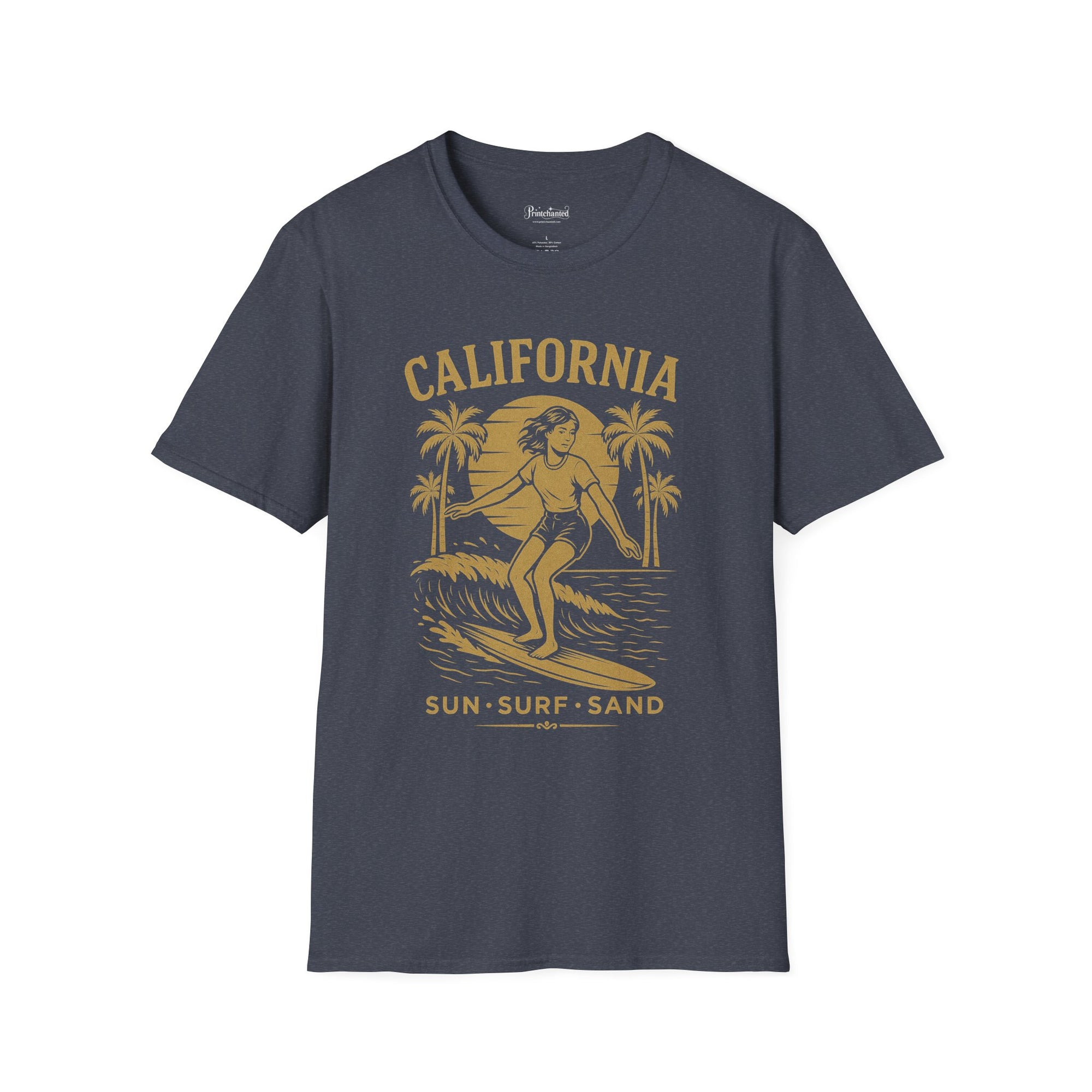 California Surf Unisex Softstyle T-Shirt | Vintage Beach Tee, Summer Apparel, Surfing Gift, Casual Wear, Tropical Vibes