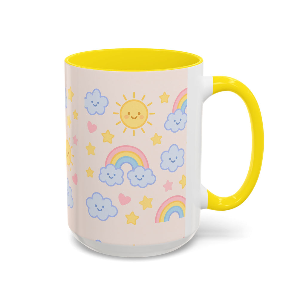 Whimsical Coffee Mug - Rainbow Sunshine Cloud Design, Cute Gift for Kids, Cheerful Home Decor, Perfect for Birthdays, Coffee Lover