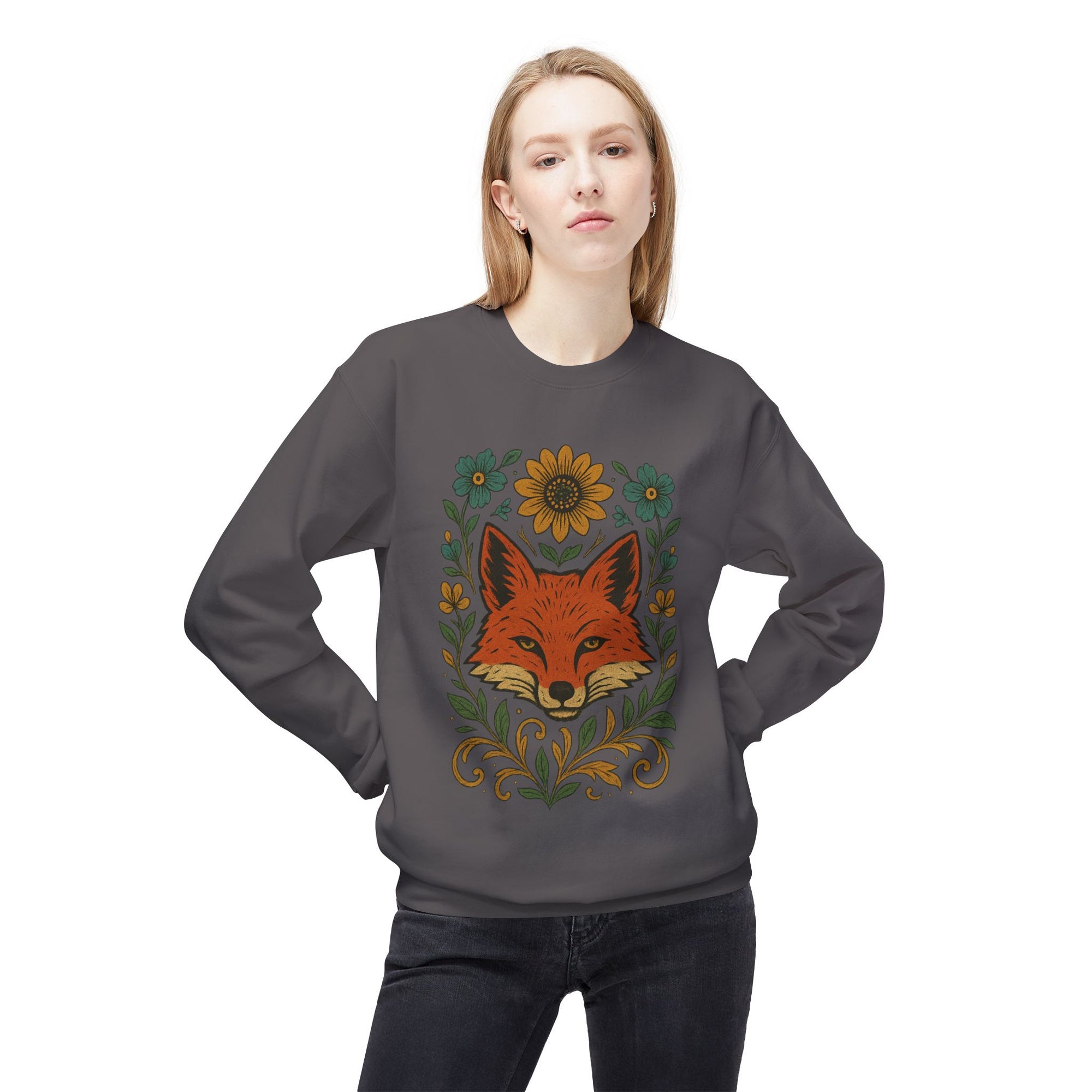Cozy Fox Sweatshirt - Unisex Midweight Fleece Pullover, Perfect for Fall Layering, Nature Lovers Gift, Cute Animal Apparel, [...]