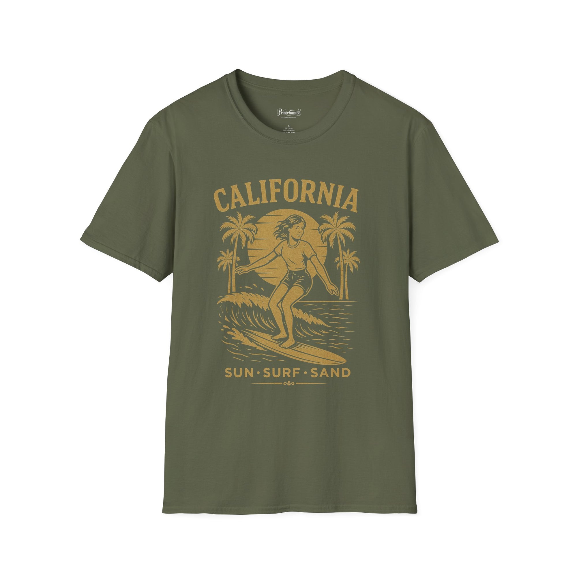 California Surf Unisex Softstyle T-Shirt | Vintage Beach Tee, Summer Apparel, Surfing Gift, Casual Wear, Tropical Vibes