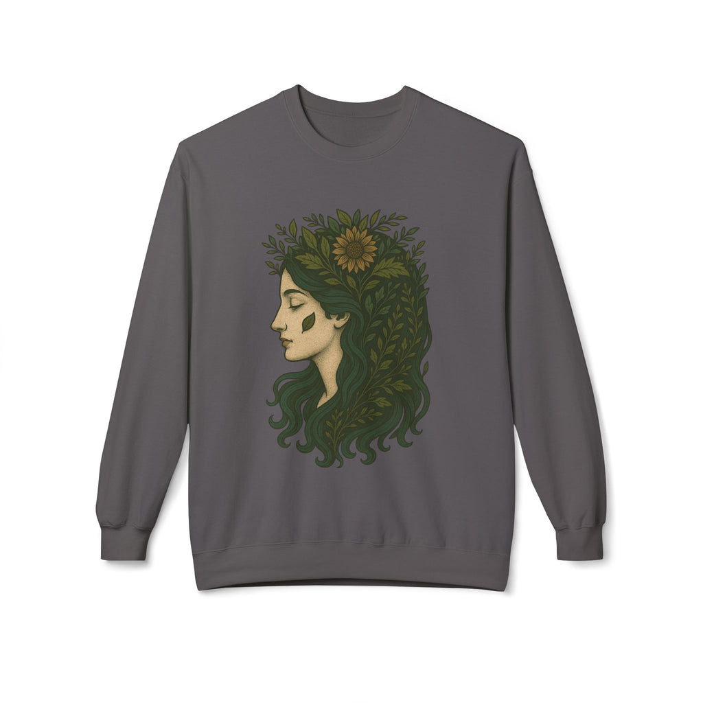 Bohemian Sunflower Fleece Crewneck Sweatshirt, Cozy Sweatshirt, Gift for Her, Artistic Crewneck, Fall Fashion, Nature Lover's Wear