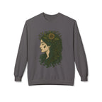 Bohemian Sunflower Fleece Crewneck Sweatshirt, Cozy Sweatshirt, Gift for Her, Artistic Crewneck, Fall Fashion, Nature Lover's Wear