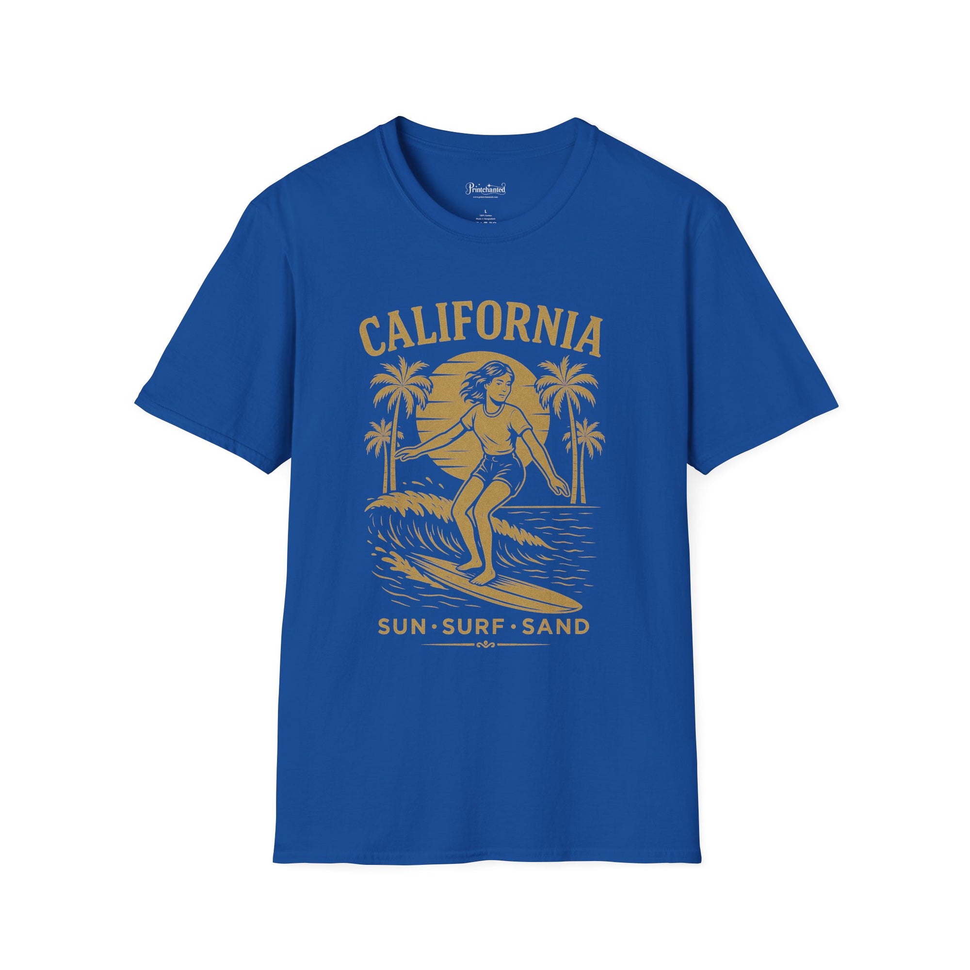 California Surf Unisex Softstyle T-Shirt | Vintage Beach Tee, Summer Apparel, Surfing Gift, Casual Wear, Tropical Vibes