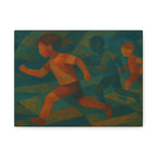 Dynamic Kids Running Canvas Art, Motivational Wall Decor, Playroom Decoration, Youthful Energy Artwork, Fun Gift for Kids' Room