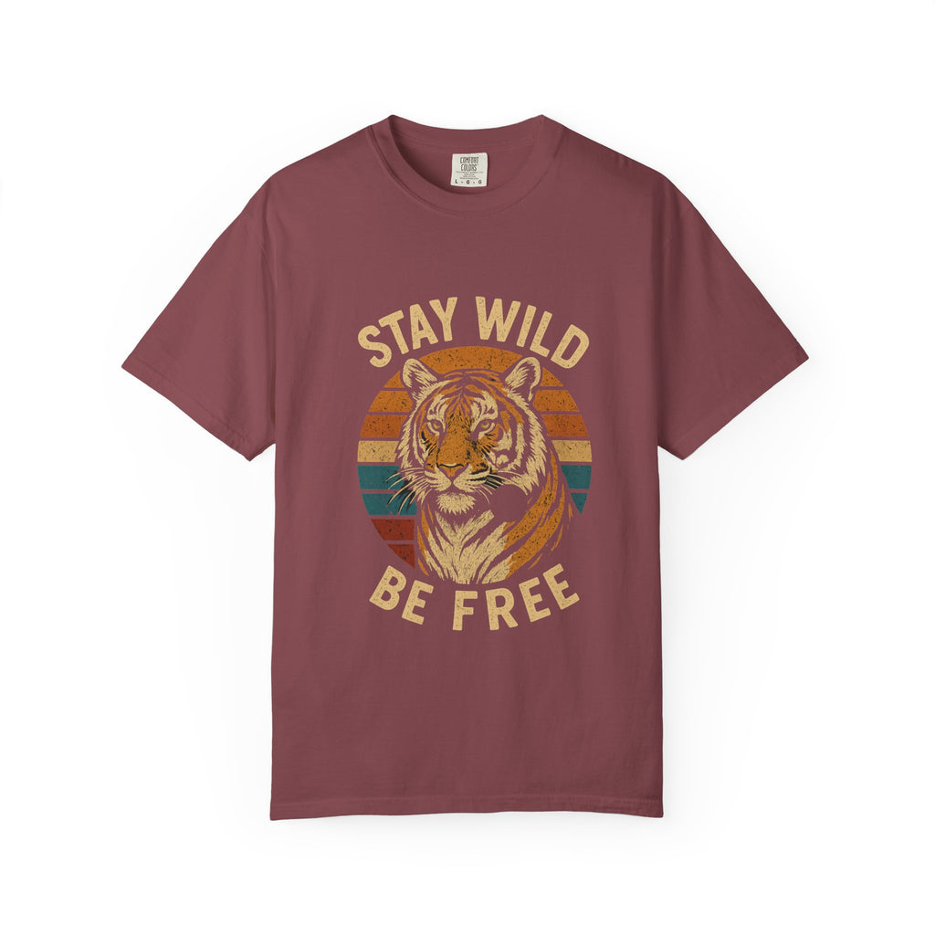 Stay Wild, Be Free Tiger T-Shirt, Unisex Graphic Tee, Nature Lover Gift, Casual Wear, Vintage Style, Eco-Friendly Fashion