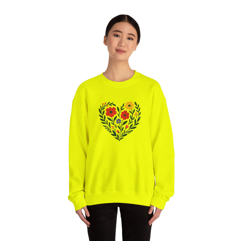 Floral Heart Sweatshirt, Cozy Crewneck, Gift for Her, Layering Essential, Casual Wear, Spring Fashion