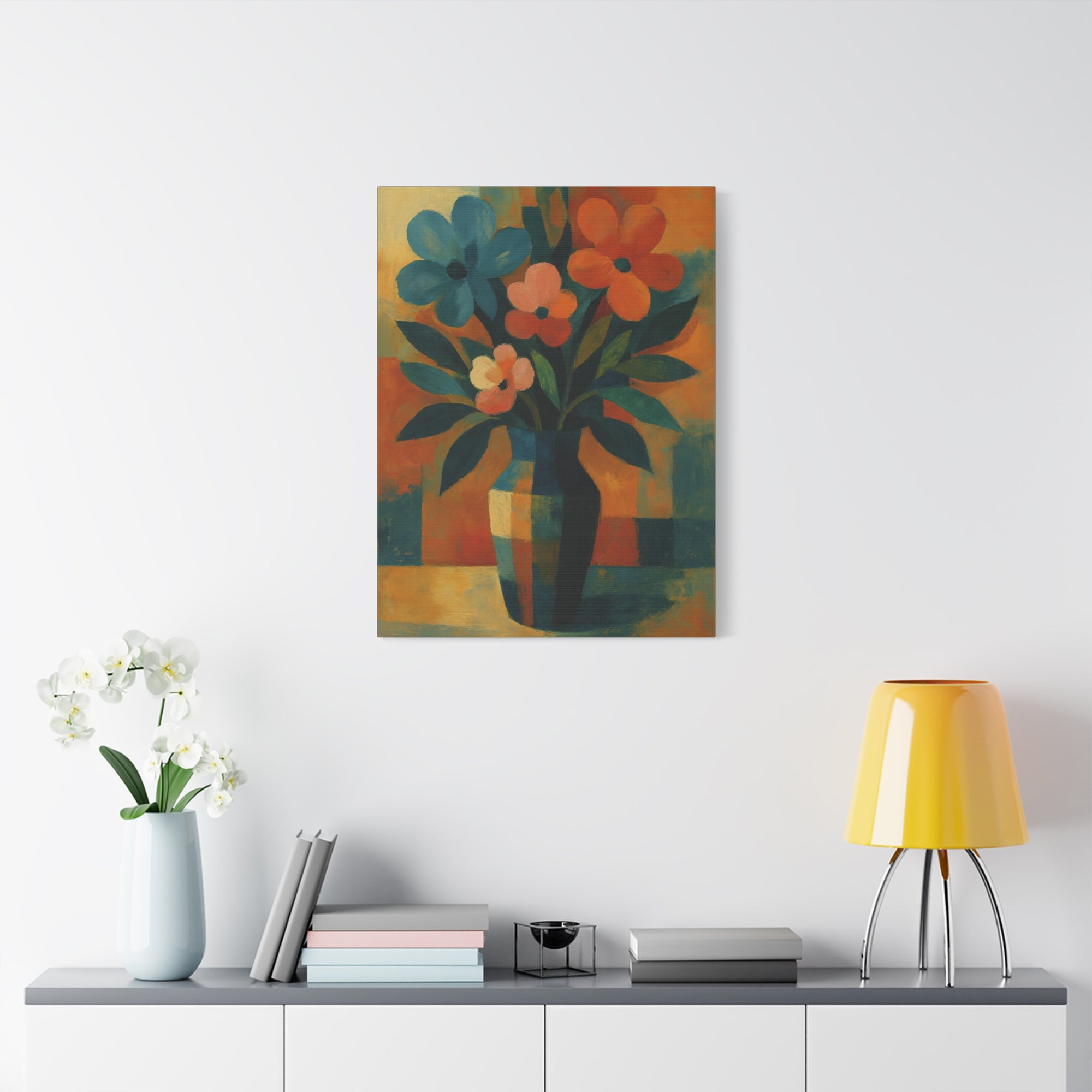Colorful Floral Wall Art Canvas, Vibrant Home Decor, Flower Painting, Living Room Artwork, Gift for Art Lovers