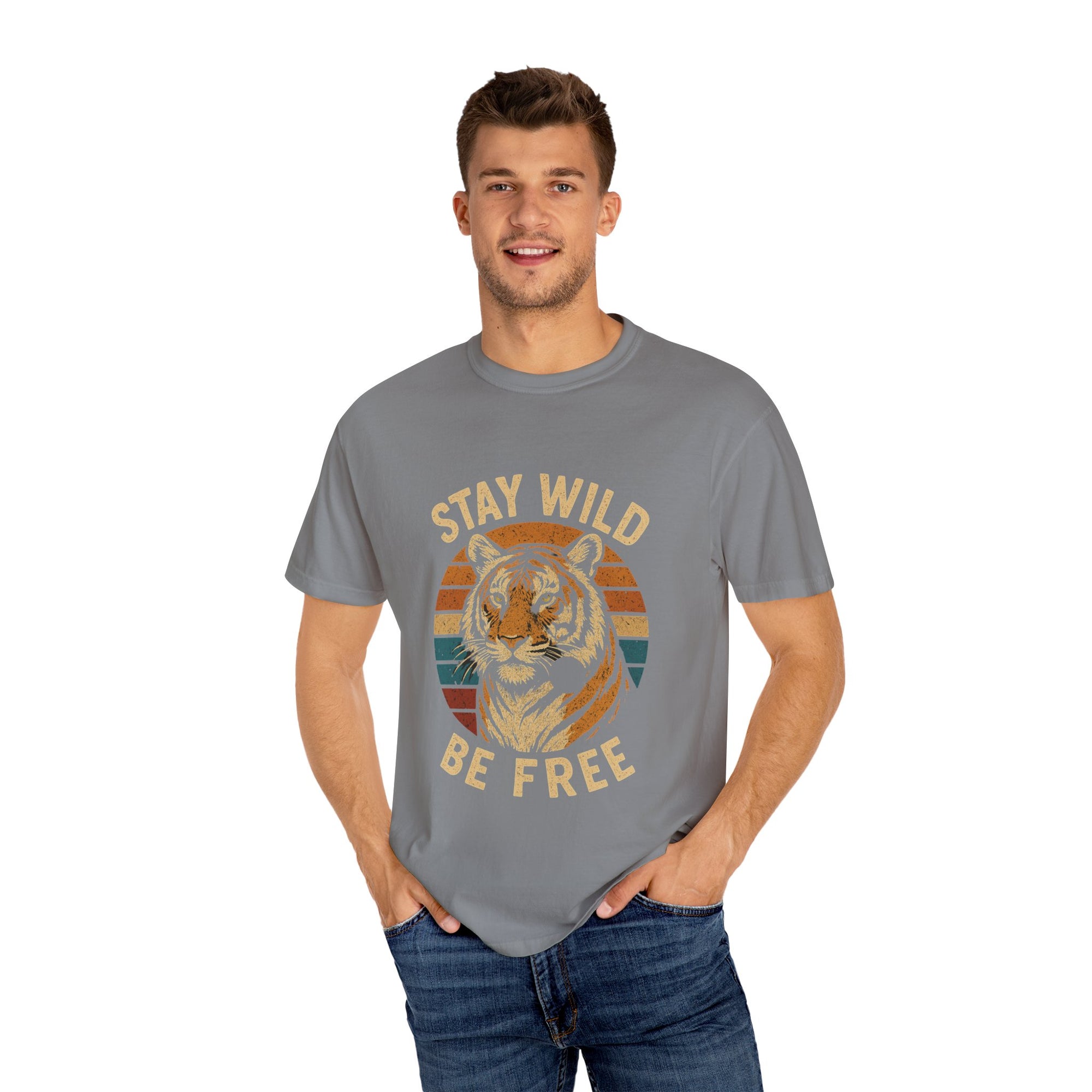 Stay Wild, Be Free Tiger T-Shirt, Unisex Graphic Tee, Nature Lover Gift, Casual Wear, Vintage Style, Eco-Friendly Fashion