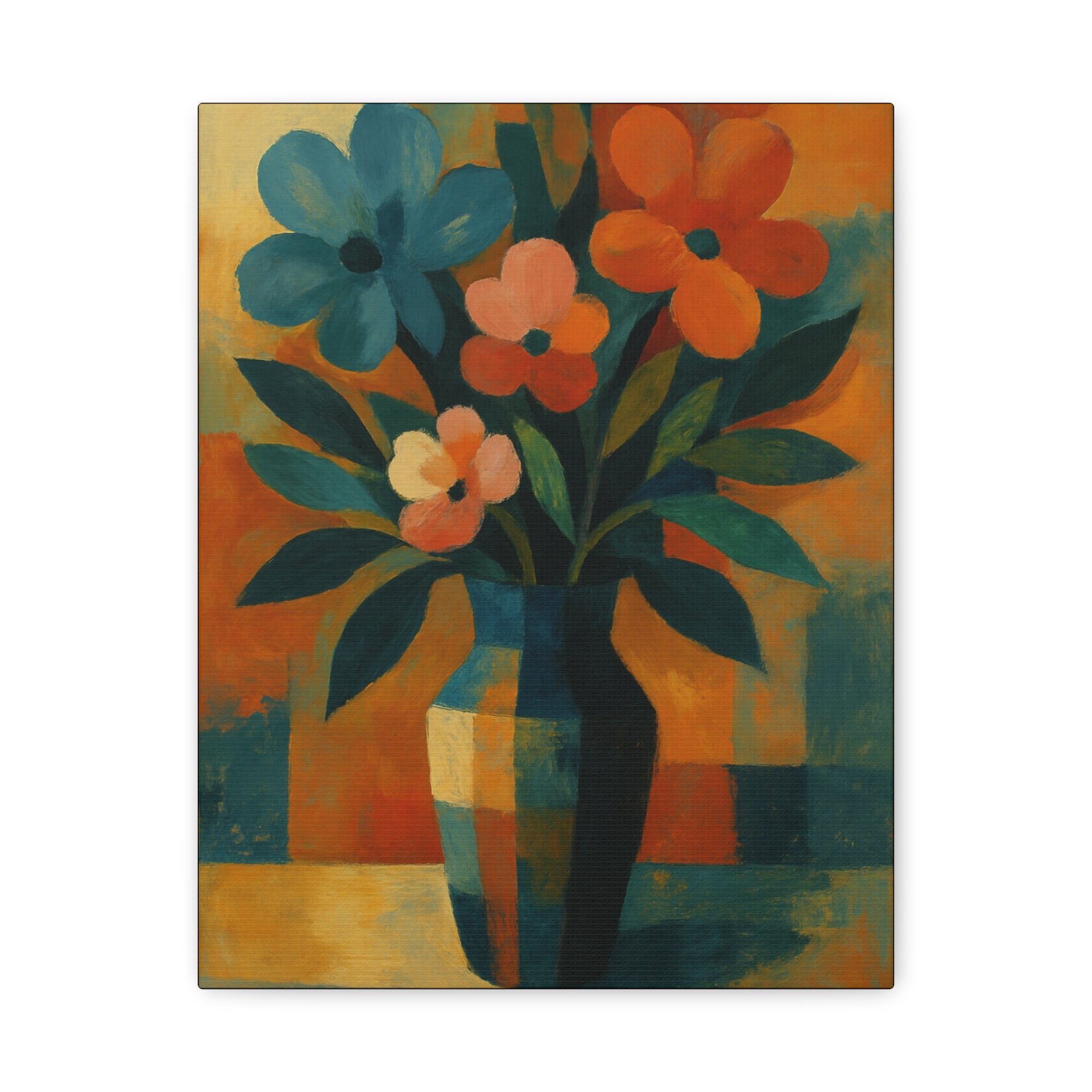 Colorful Floral Wall Art Canvas, Vibrant Home Decor, Flower Painting, Living Room Artwork, Gift for Art Lovers