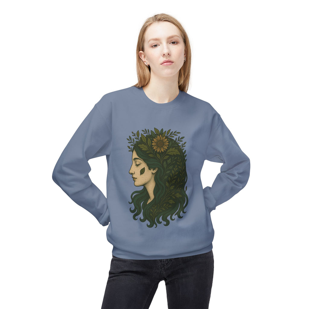 Bohemian Sunflower Fleece Crewneck Sweatshirt, Cozy Sweatshirt, Gift for Her, Artistic Crewneck, Fall Fashion, Nature Lover's Wear
