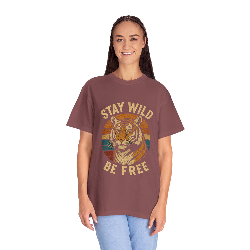 Stay Wild, Be Free Tiger T-Shirt, Unisex Graphic Tee, Nature Lover Gift, Casual Wear, Vintage Style, Eco-Friendly Fashion