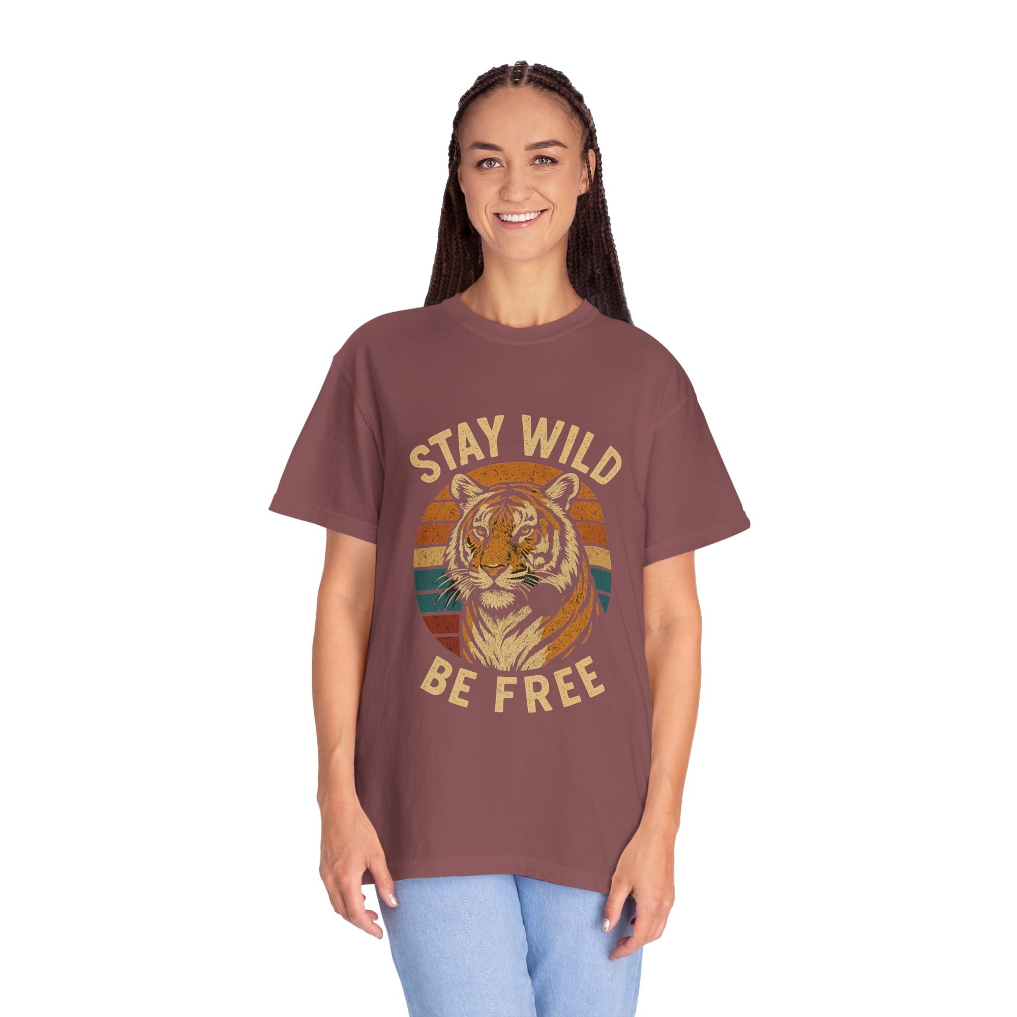 Stay Wild, Be Free Tiger T-Shirt, Unisex Graphic Tee, Nature Lover Gift, Casual Wear, Vintage Style, Eco-Friendly Fashion