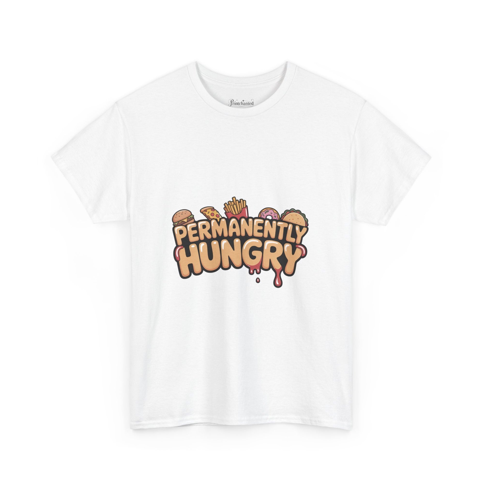 Permanently Hungry Tee, Funny Unisex Cotton T-Shirt, Gift for Food Lovers, Casual Wear, Quirky Humor Apparel