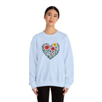 Floral Heart Sweatshirt, Cozy Crewneck, Gift for Her, Layering Essential, Casual Wear, Spring Fashion