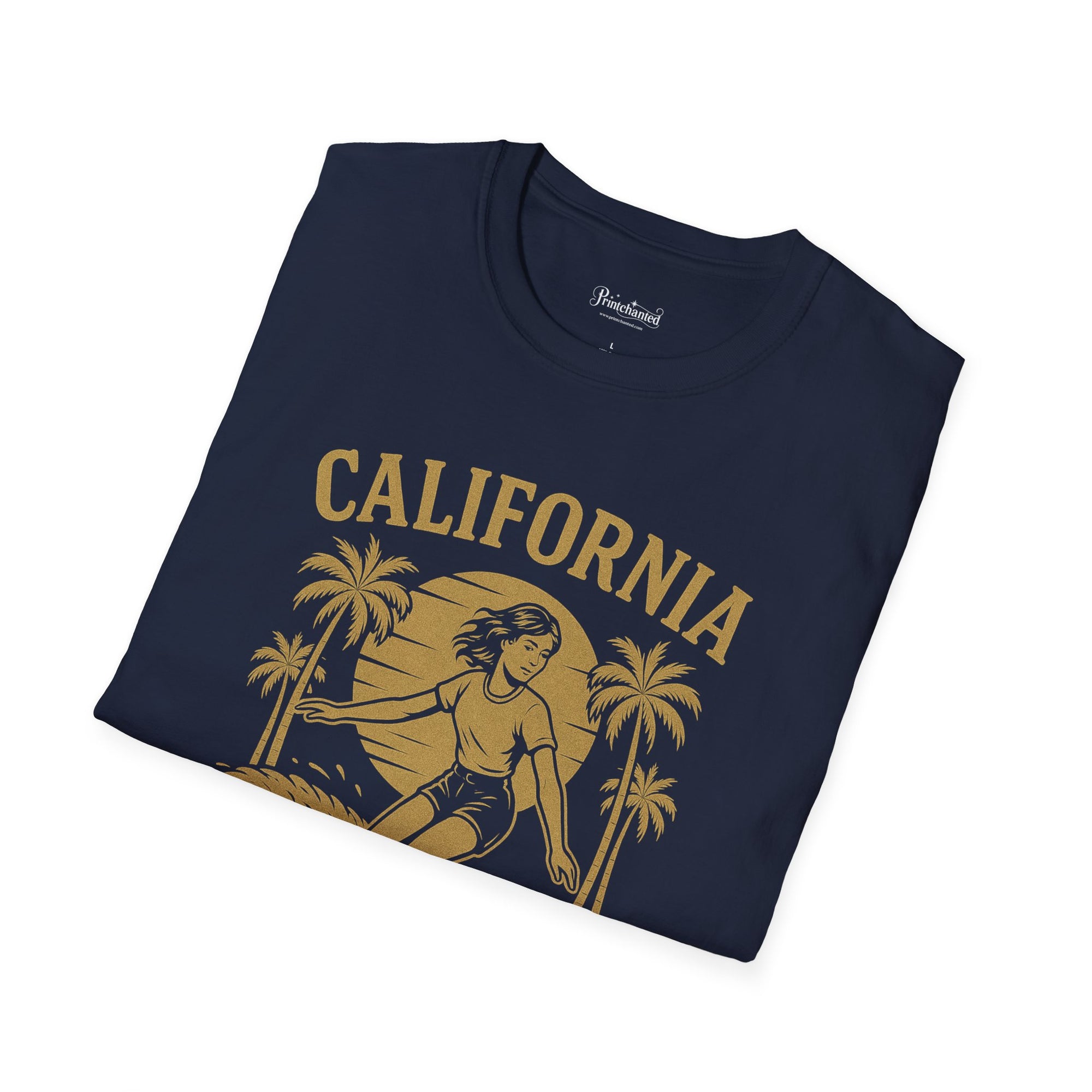 California Surf Unisex Softstyle T-Shirt | Vintage Beach Tee, Summer Apparel, Surfing Gift, Casual Wear, Tropical Vibes