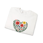Floral Heart Sweatshirt, Cozy Crewneck, Gift for Her, Layering Essential, Casual Wear, Spring Fashion