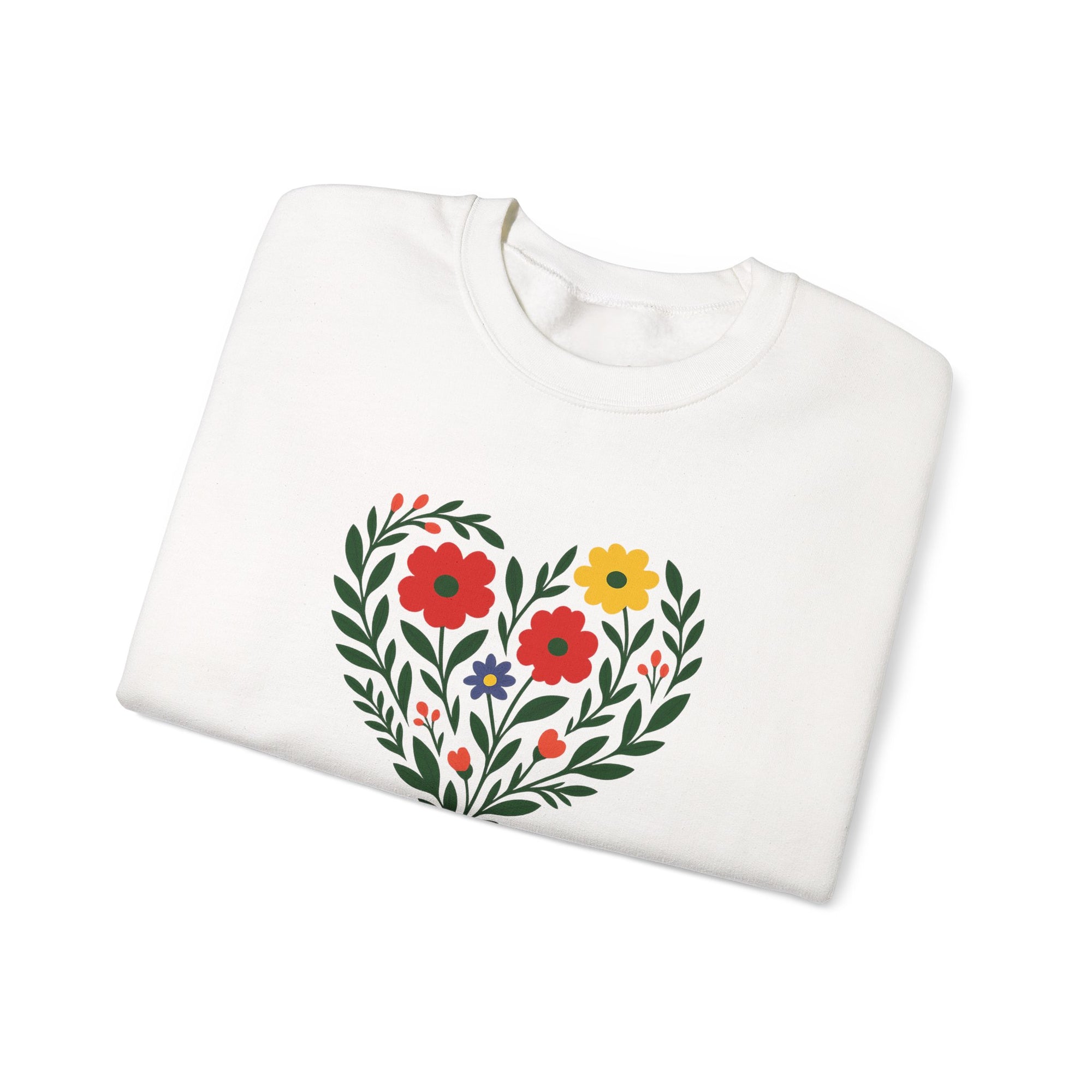 Floral Heart Sweatshirt, Cozy Crewneck, Gift for Her, Layering Essential, Casual Wear, Spring Fashion