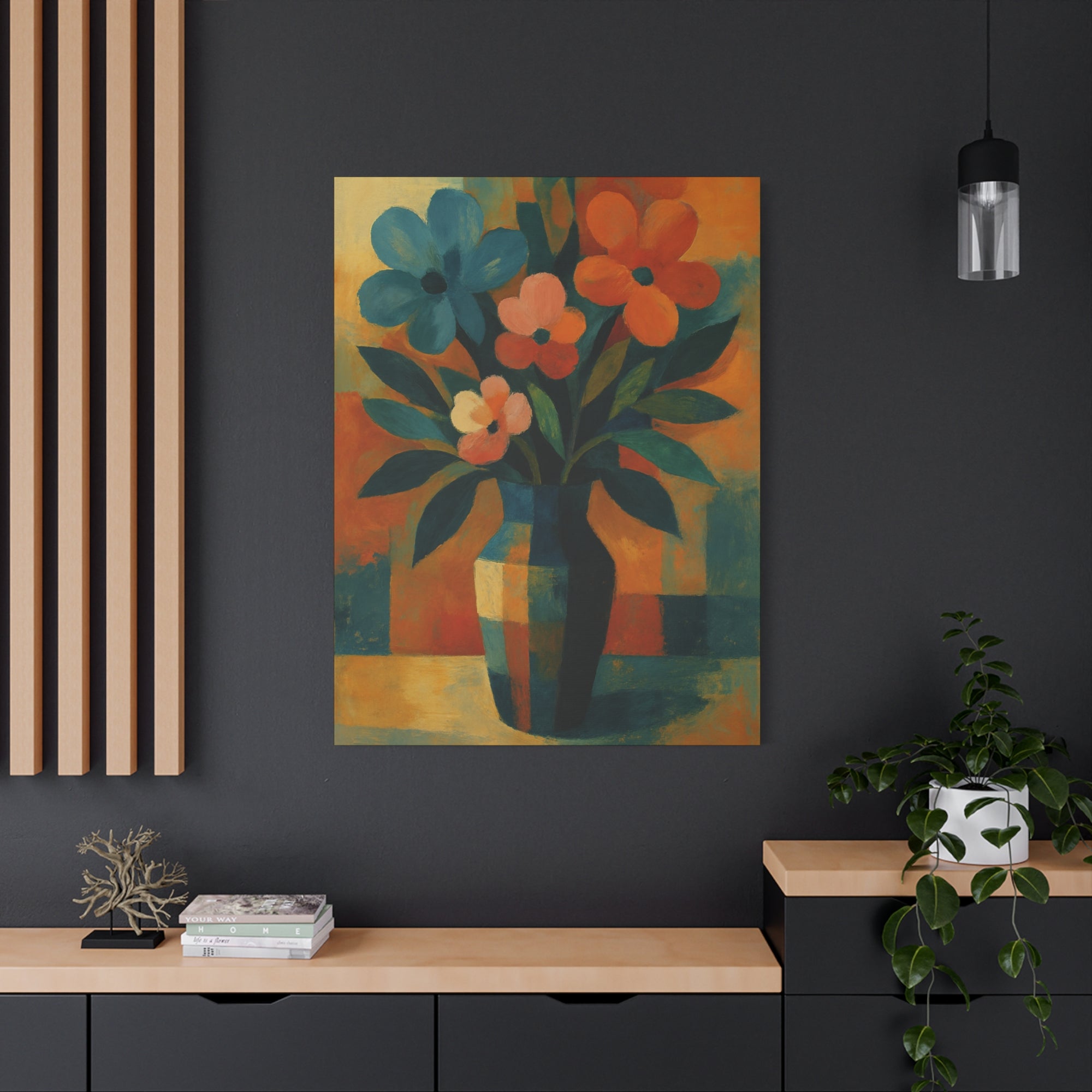 Colorful Floral Wall Art Canvas, Vibrant Home Decor, Flower Painting, Living Room Artwork, Gift for Art Lovers