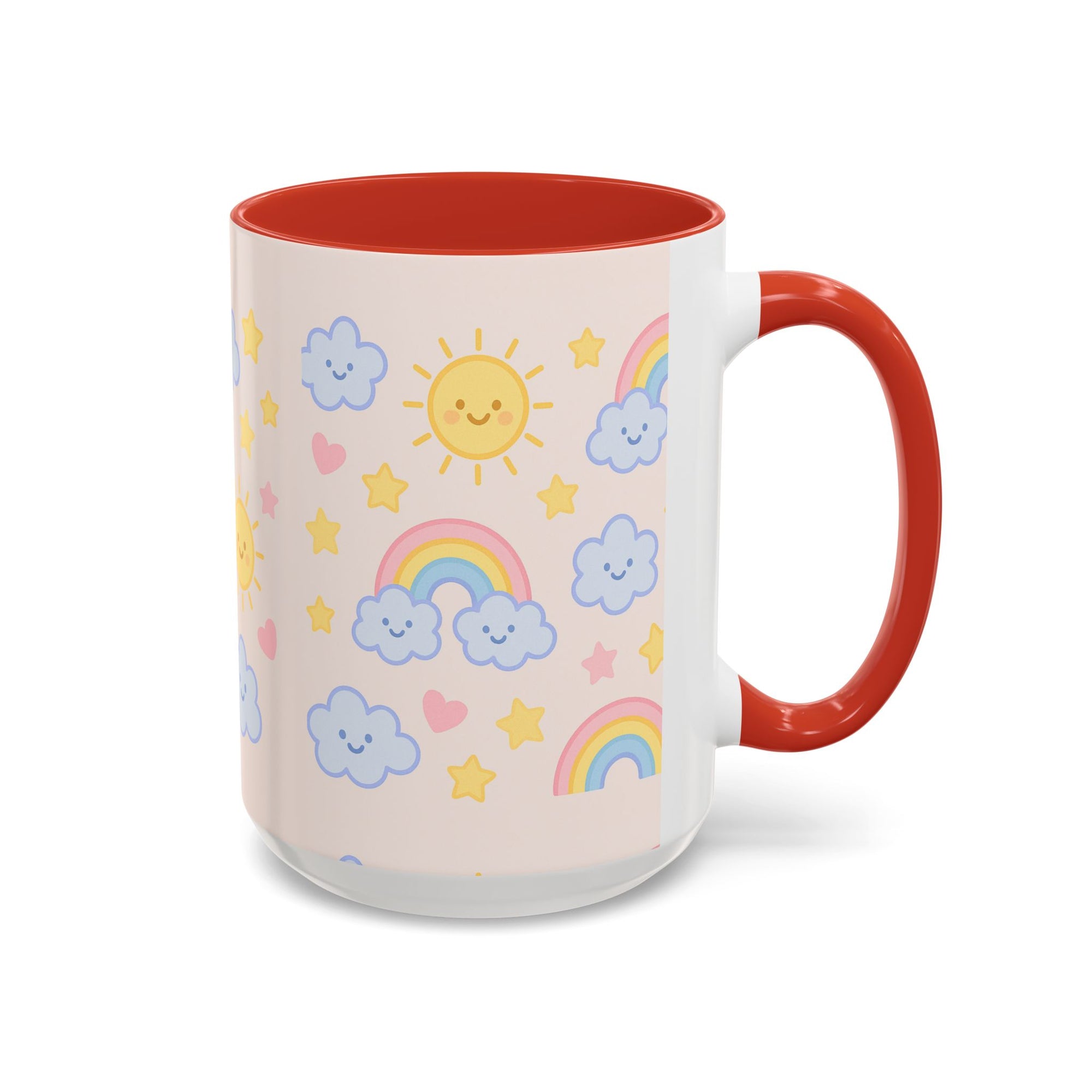 Whimsical Coffee Mug - Rainbow Sunshine Cloud Design, Cute Gift for Kids, Cheerful Home Decor, Perfect for Birthdays, Coffee Lover