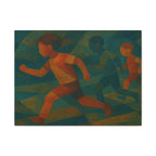 Dynamic Kids Running Canvas Art, Motivational Wall Decor, Playroom Decoration, Youthful Energy Artwork, Fun Gift for Kids' Room