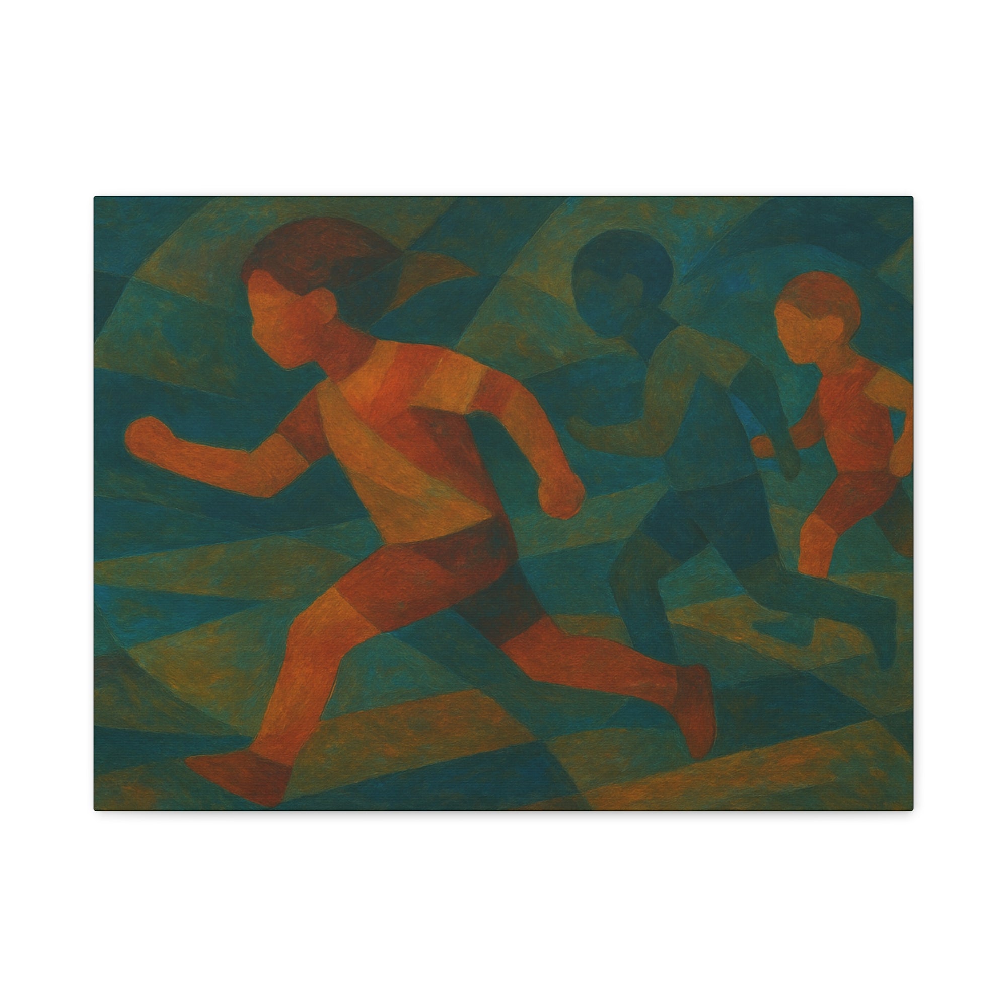 Dynamic Kids Running Canvas Art, Motivational Wall Decor, Playroom Decoration, Youthful Energy Artwork, Fun Gift for Kids' Room