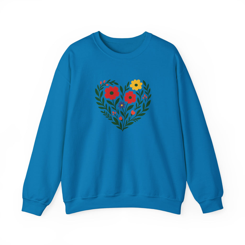 Floral Heart Sweatshirt, Cozy Crewneck, Gift for Her, Layering Essential, Casual Wear, Spring Fashion